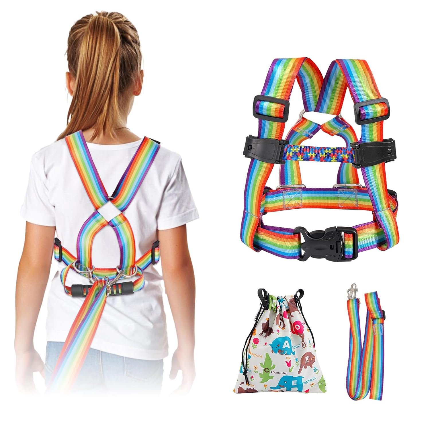 JXM Safety Walking Harness for Big Kids with Autism Ages 6-12, Child Elopement Leash with Grab Handle and Tether, Prevent Wandering in Public for Special Needs, Autistic ADHD Active Children