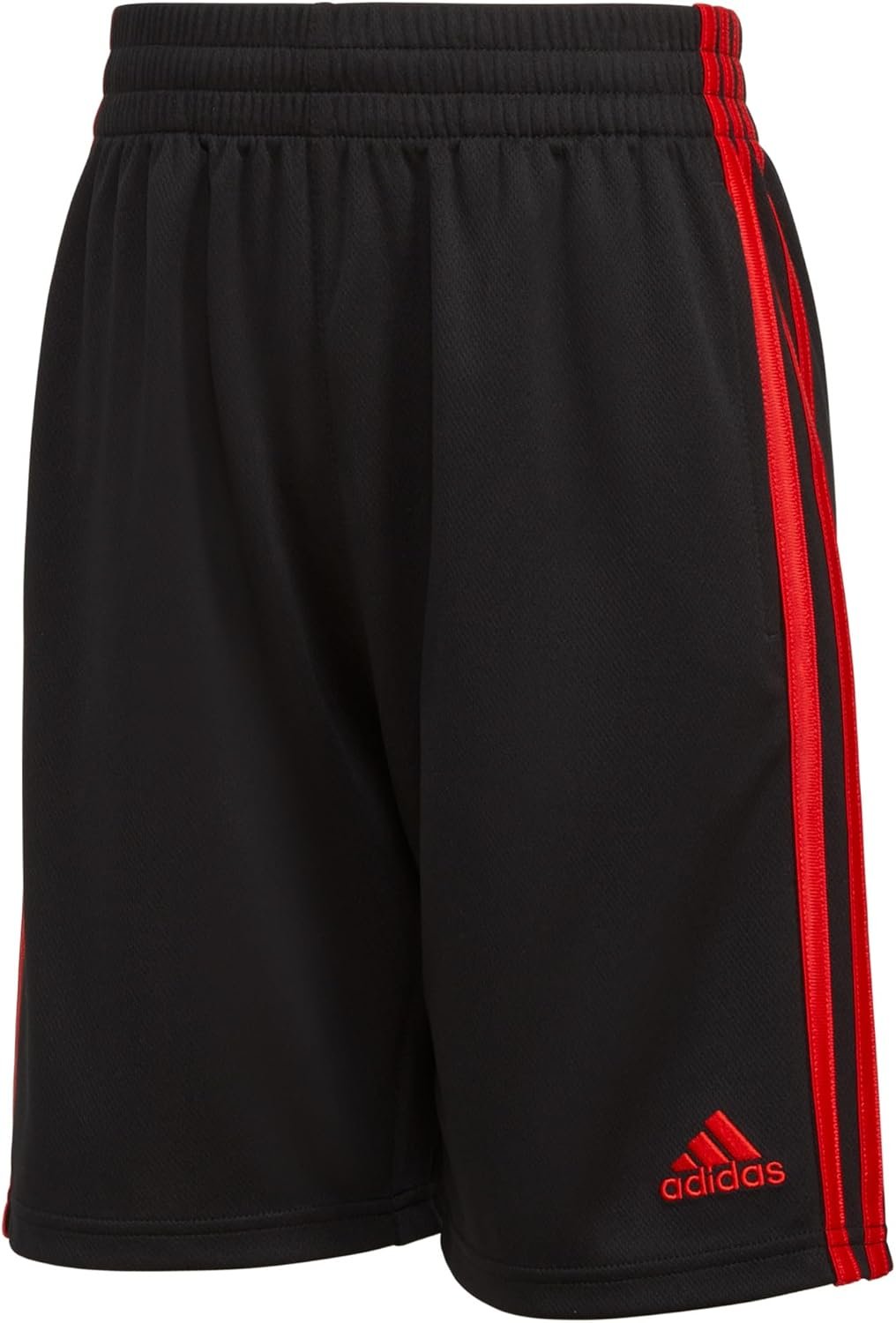 adidas Boys’ Active Sports Athletic Mesh Shorts, Black/Red, XL (18/20)