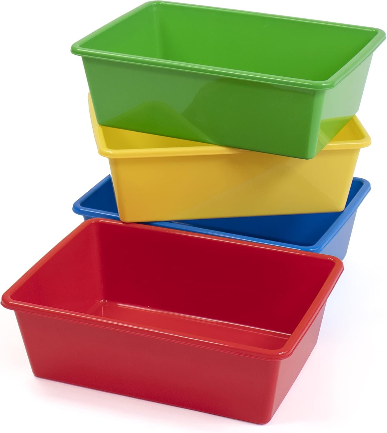 Humble Crew Toy Storage Bins for Kids, Set of 4, Primary Colors – Large, Sturdy, Colorful Plastic Storage Bins for Classroom, Playroom, Nursery and More – Premium Toddlers Toy Organizer