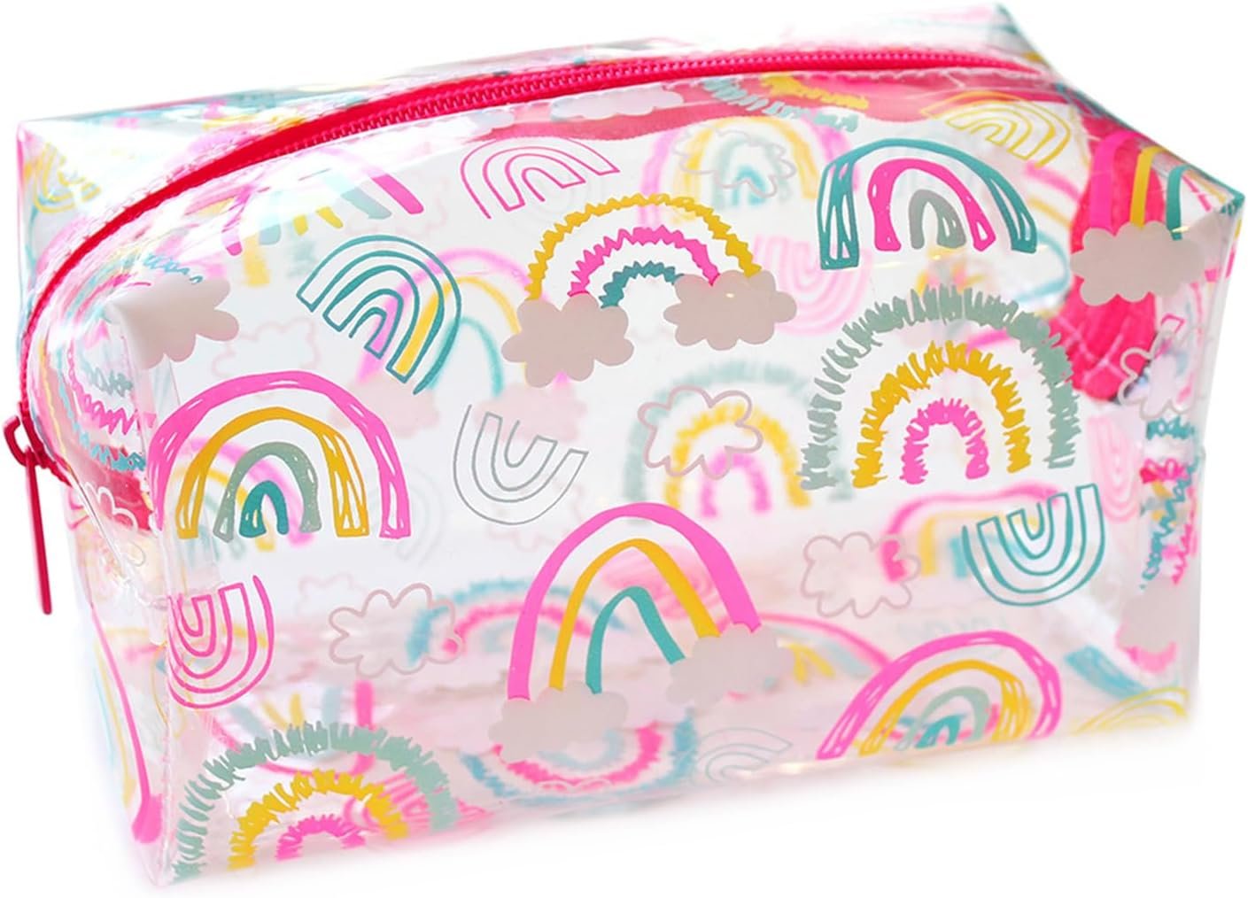 Fashion Stationery Pencil Case for Girls Large Capacity Special Pencil Pouch for Kids Zipper Pen Case Organizer Pink School Supplies for Kids (Rainbow)