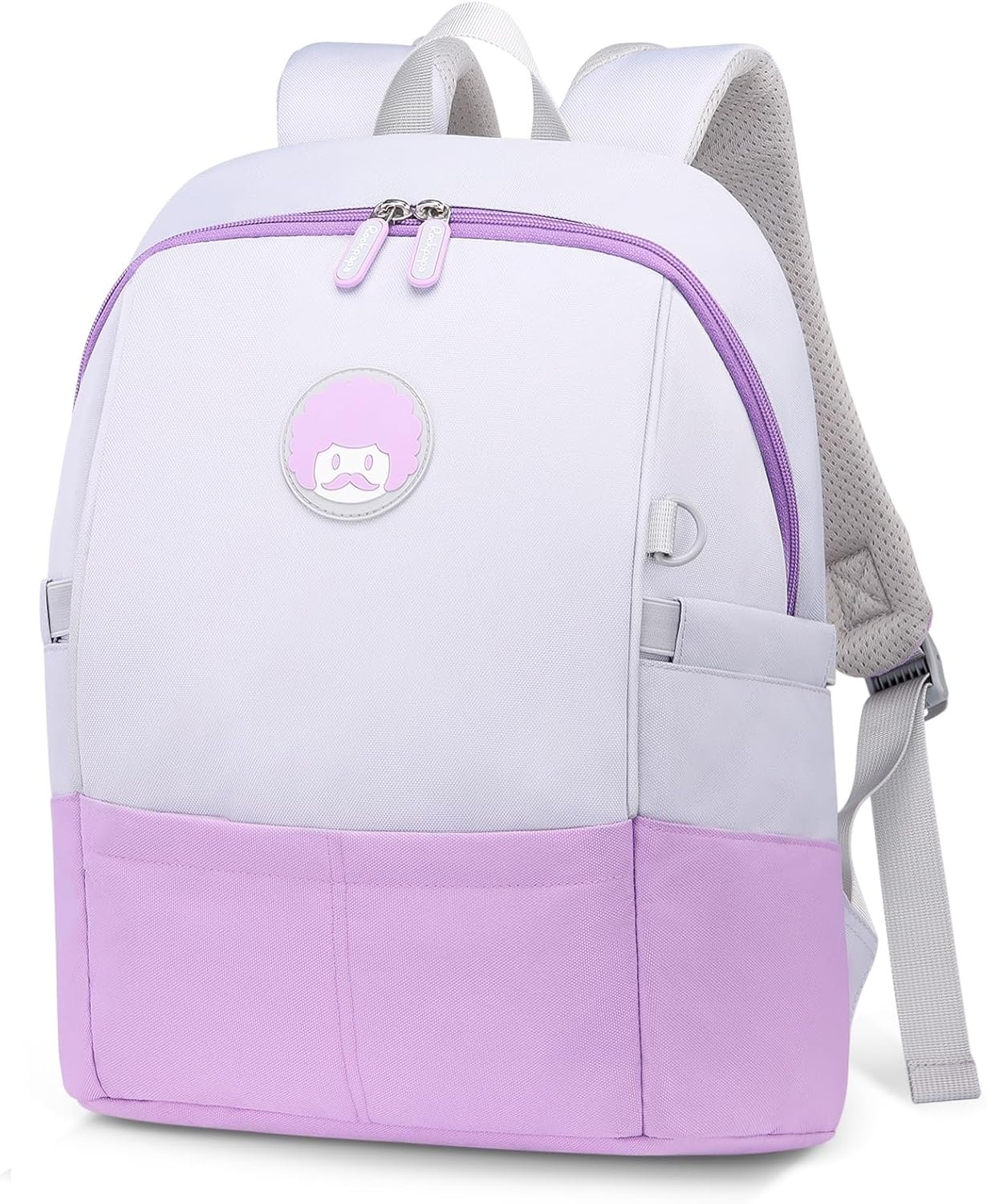 rockpapa 15-Inch Kids Backpack for Boys Girls, Perfect for Early Elementary Daycare School Travel, Ergonimic Design, Padded Back & Adjustable Strap Purple