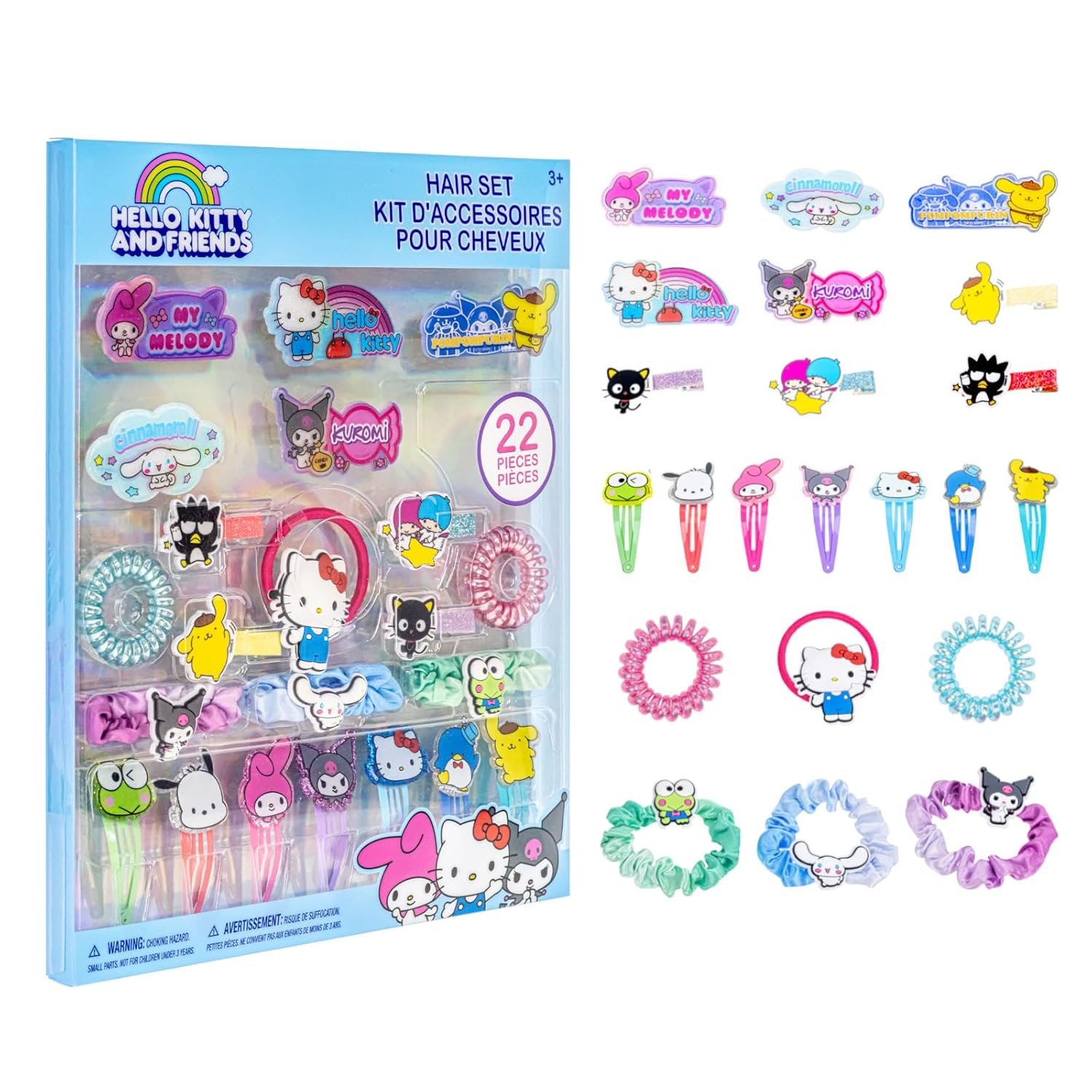 Hello Kitty and Friends Hair Accessories Set for Girls, Hair Clips, Bows, Scrunchies, Hair Ties Set, Great for Birthday and Holiday Gifts, Party Favors, Sleepovers Makeovers, by Townley Girl