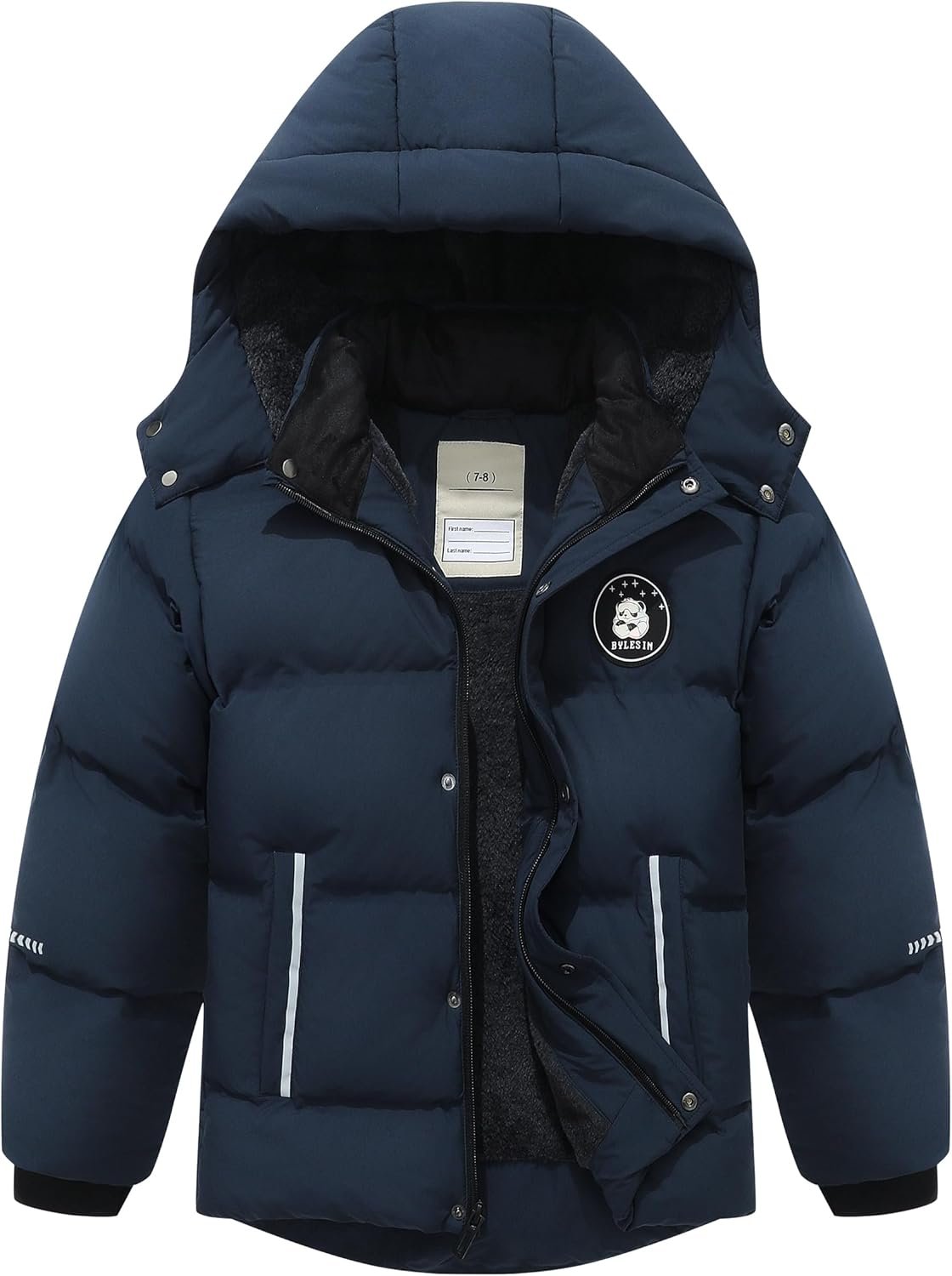Kids Boy’s Waterproof Puffer Cotton Jacket Warm Fleece Lined Down Coat Thick Hooded Winter Coat