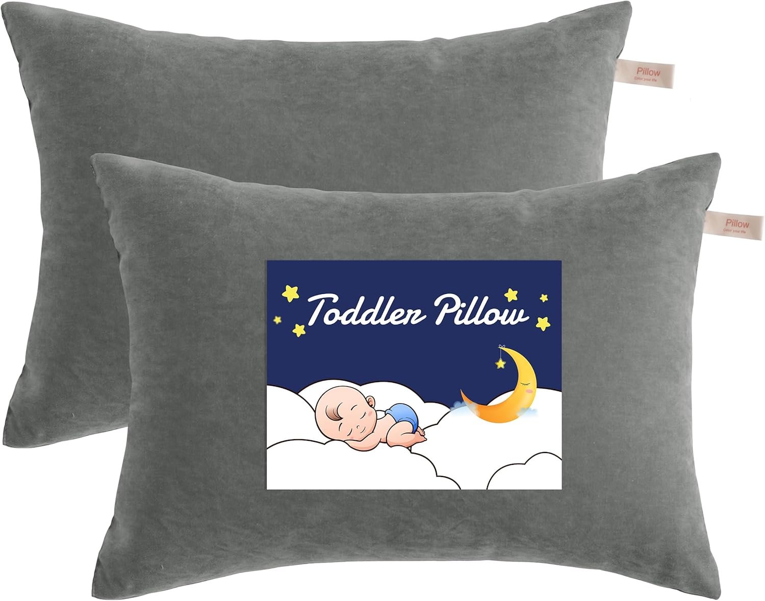 NTBAY Toddler Pillows, Down Alternative 13″x18″ Pillow, Machine Washable – Soft and Breathable Travel Small Pillows for Sleeping, Ideal for Daycare, Crib, Cot, Dark Grey
