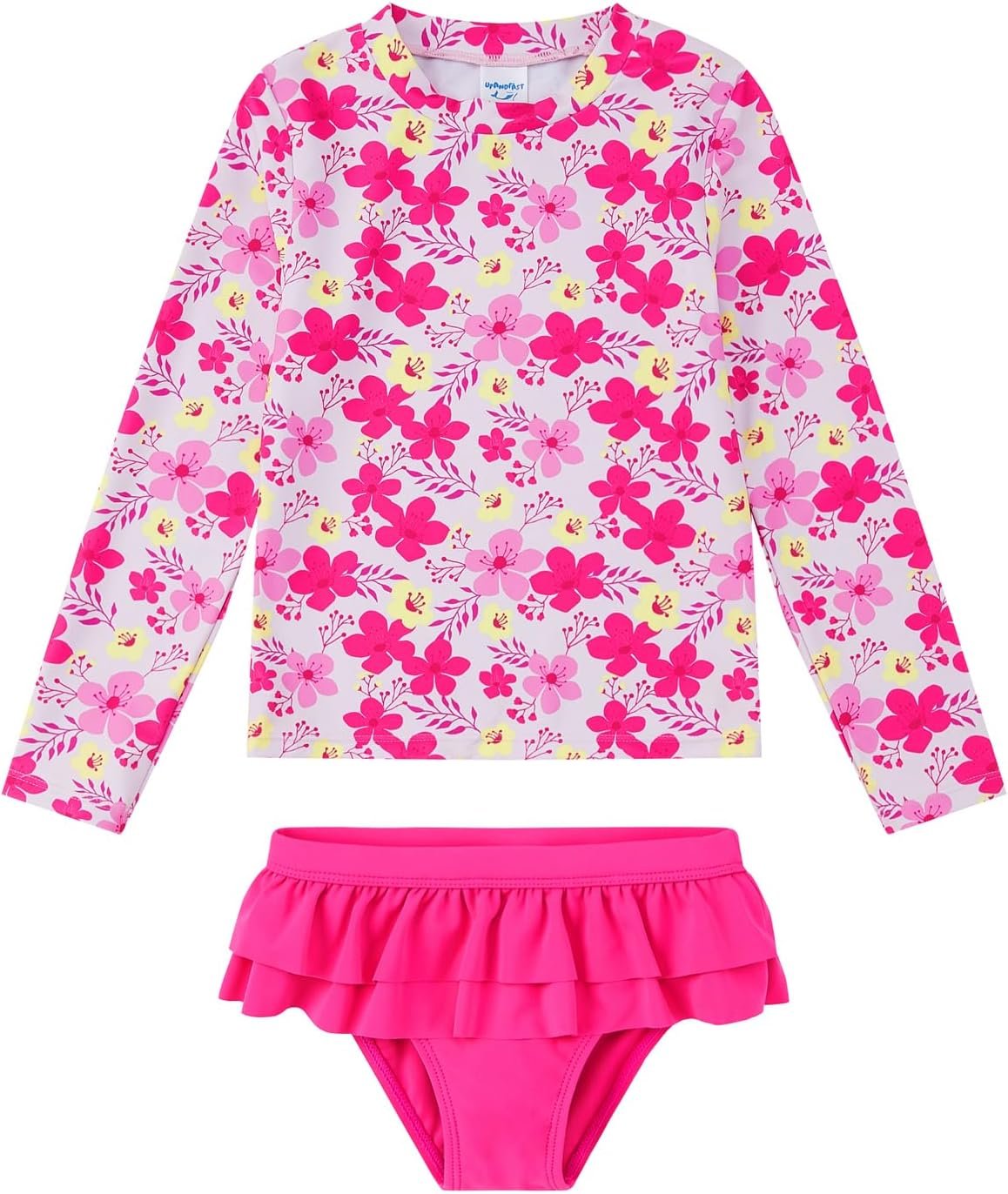 upandfast Girls Rash Guard Set Long Sleeve Two Piece Swimsuit with UPF 50+ Sun Protection for Girls 3-8 Years