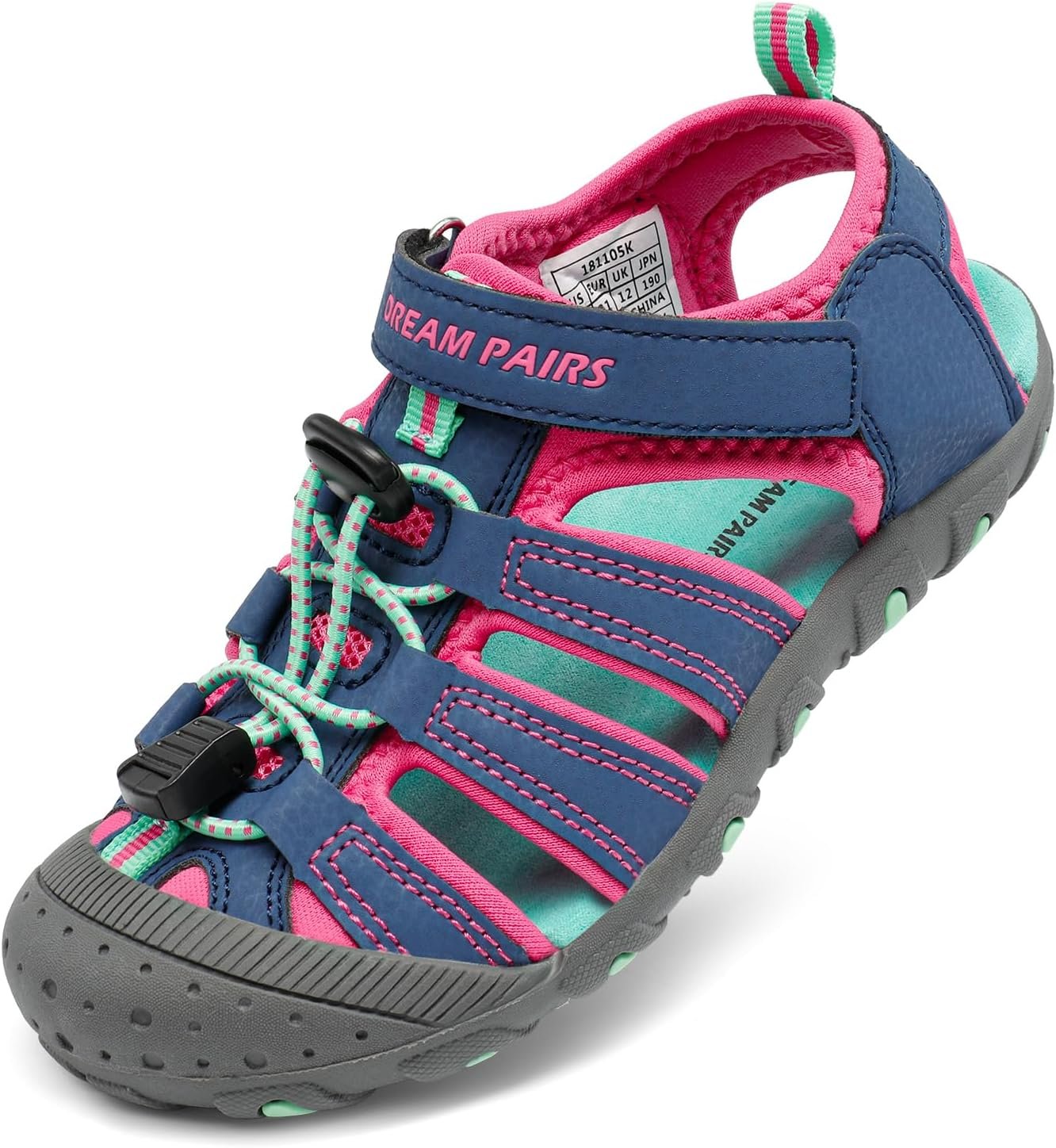 DREAM PAIRS Boys Girls Closed-Toe Outdoor Summer Sport Sandals for Toddler/Little/Big Kid