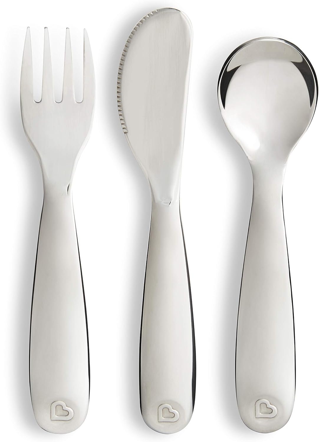 Munchkin Polish Toddler Utensils, Includes Fork, Knife and Spoon, Stainless Steel, 3 Piece
