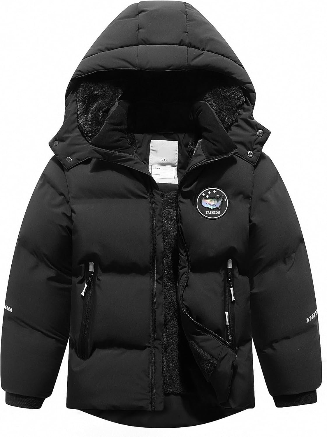 Kids Boy’s Winter Coat Fleece Lined Waterproof Jacket Puffy Cotton Coat Thick Hooded Down Outdoor Coats