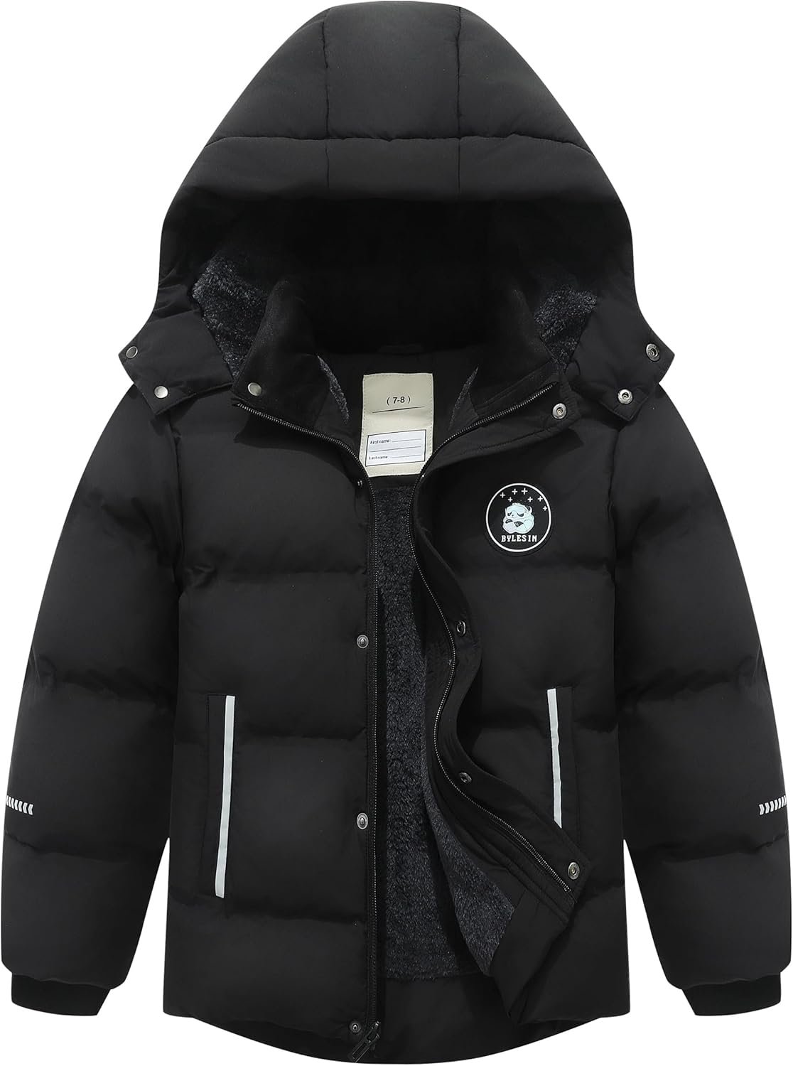Kids Boy’s Waterproof Puffer Cotton Jacket Warm Fleece Lined Down Coat Thick Hooded Winter Coat