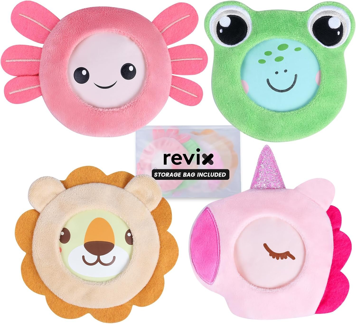 REVIX Kids Ice Packs – Reusable Gel Cold Packs for Toddlers and Babies, Soft Cloth Covers with 4 Cute Animal Designs, Hot & Cold Compress for Comfort, Soothing, Relaxation, and Everyday Bumps