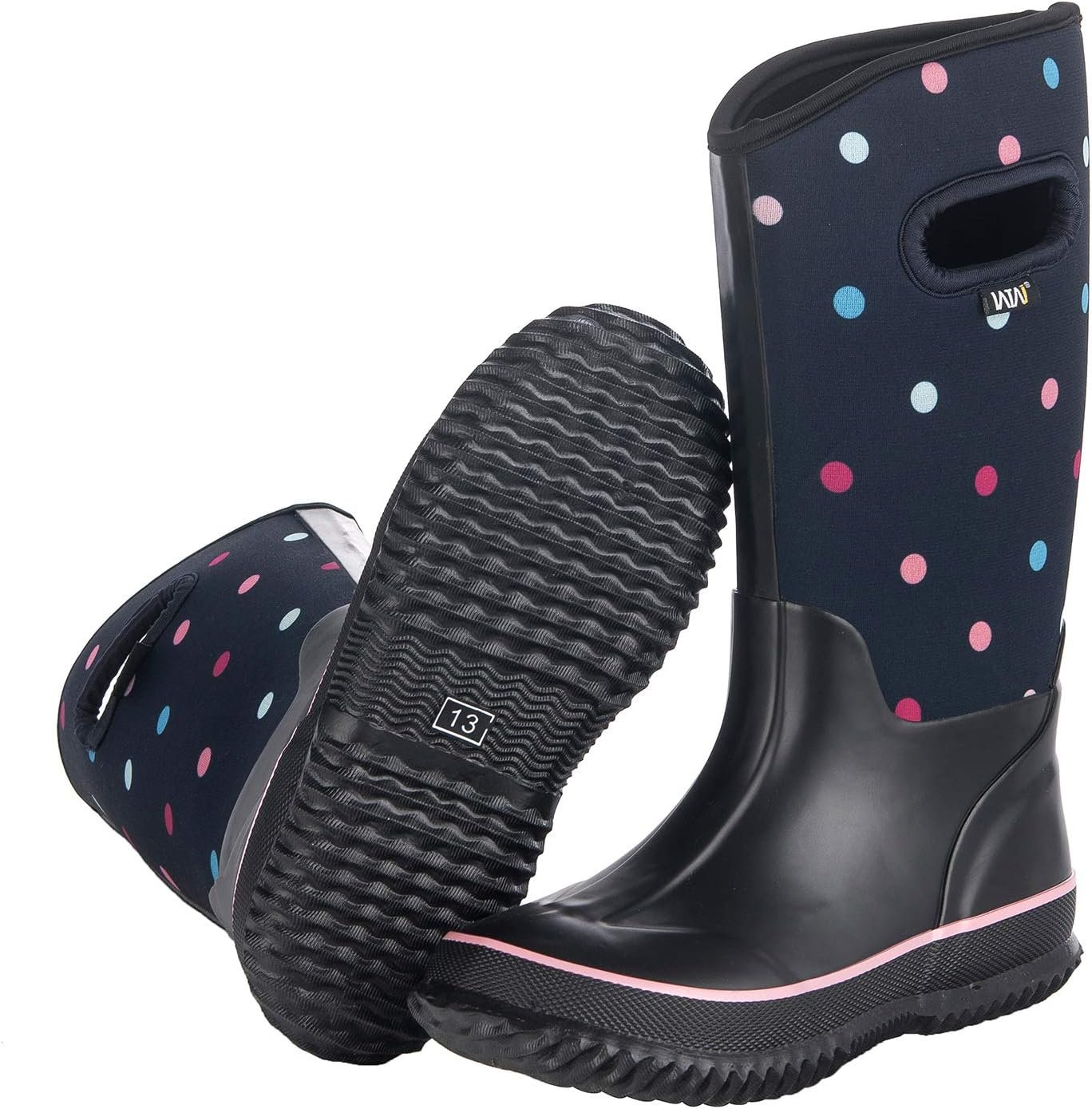 WTW Kids Rubber Rain Boots – Neoprene Insulated 100% Waterproof Mid Calf Mud Boots for Boys and Girls Winter Snow Boots