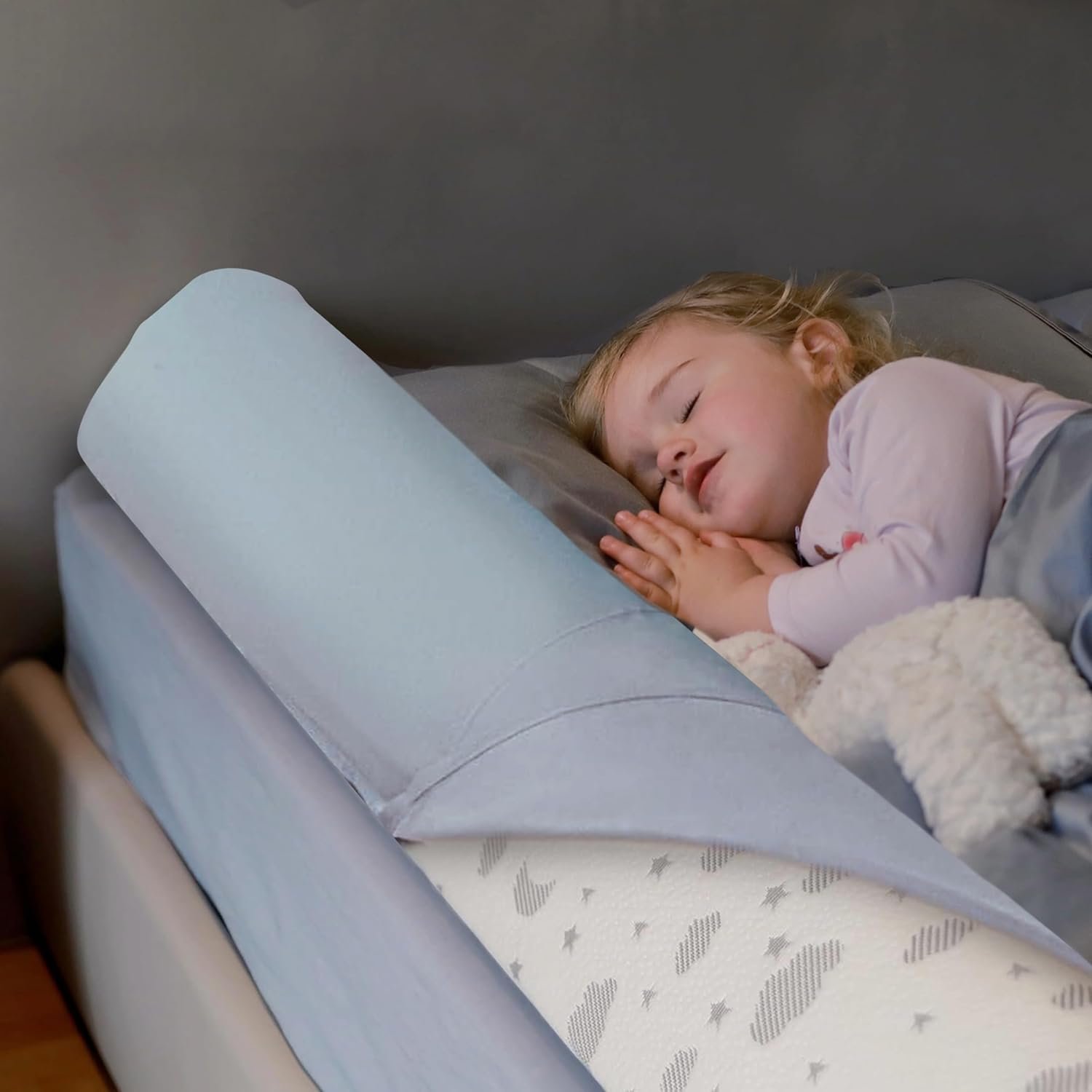 ComfyBumpy Bed Bumper for Toddlers 52″ x 5″ – Foam Rail Guard with Non-Slip Stability | Safer & More Secure Convex Design | Fits Twin, Full, Queen & King Mattresses