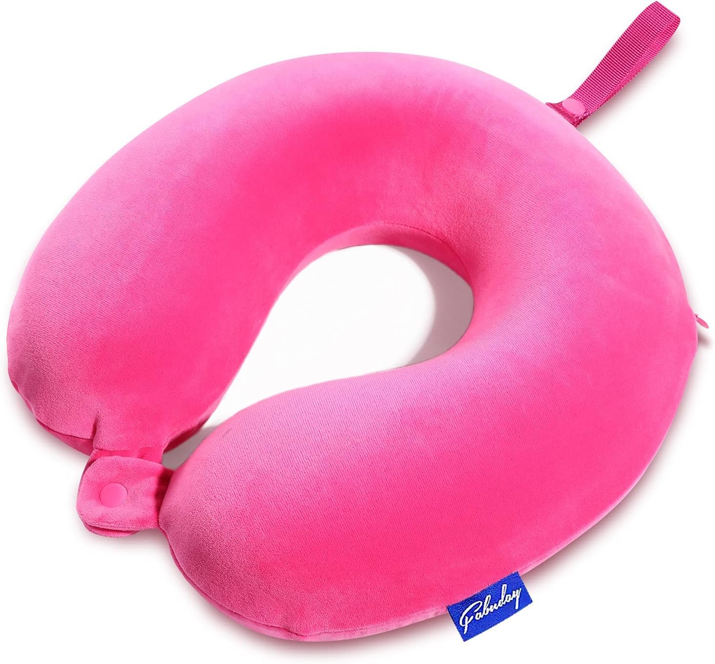 Memory Foam Neck Pillows for Travel – Travel Neck Pillows for Airplanes with Attachable Snap Strap Soft Washable Cover, Flight Neck Pillows Provide Neck Rest for Traveling, Car, Home, Office, Pink