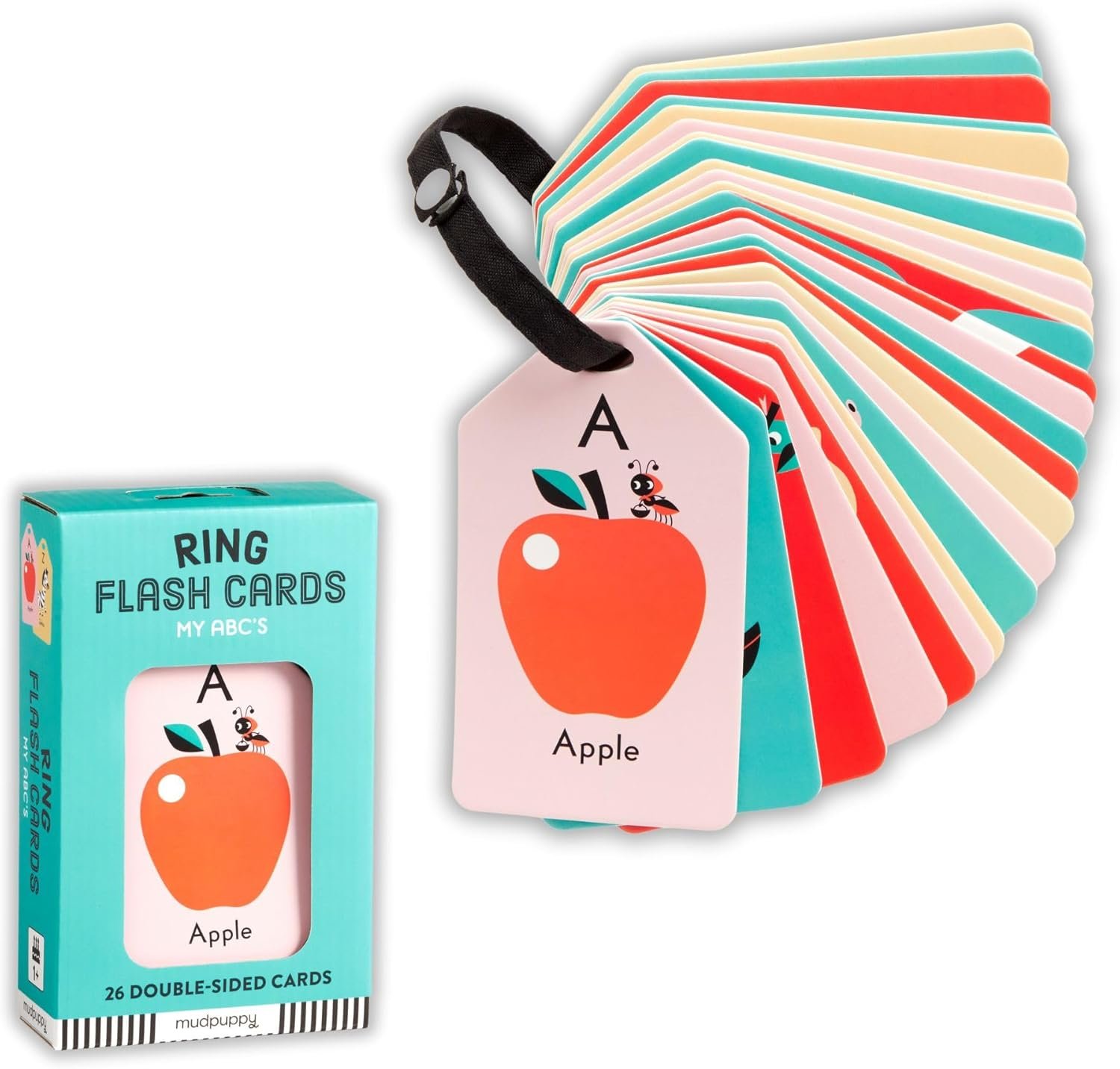 Mudpuppy My ABC’s — Ring Flashcards 26 Durable Double Sided Alphabet Cards And Reclosable Ring With Colorful Art For Kids Ages 1+ Perfect For Preschool Or Travel For Teachers And Parents