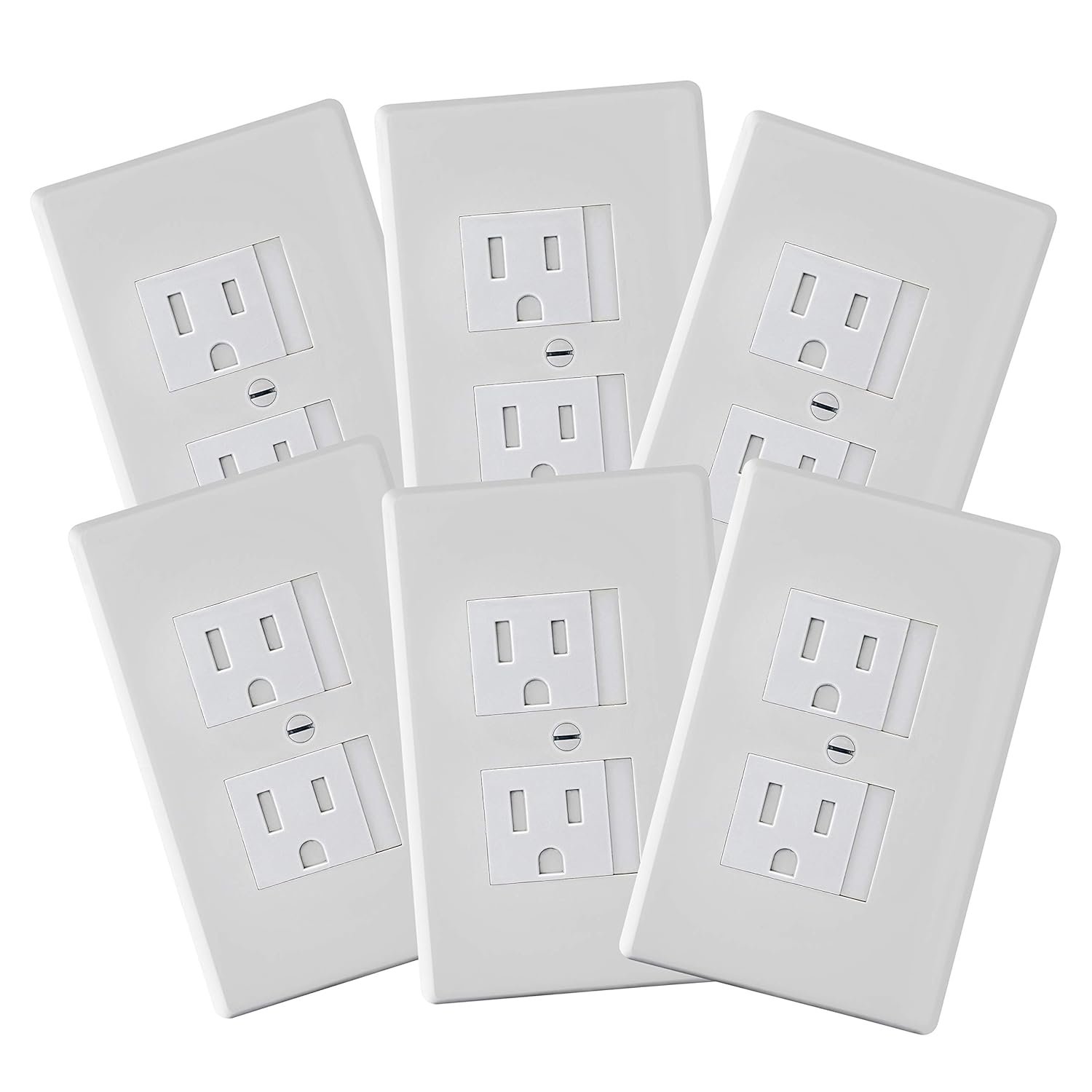 6-Pack Safety Innovations Self-Closing Outlet Covers (For Center Screw Outlets Only) – Measures 3″Wide x 4.75″High-An Alternative To Wall Socket Plugs for Child Proofing Outlets, (1-Screw), (White)