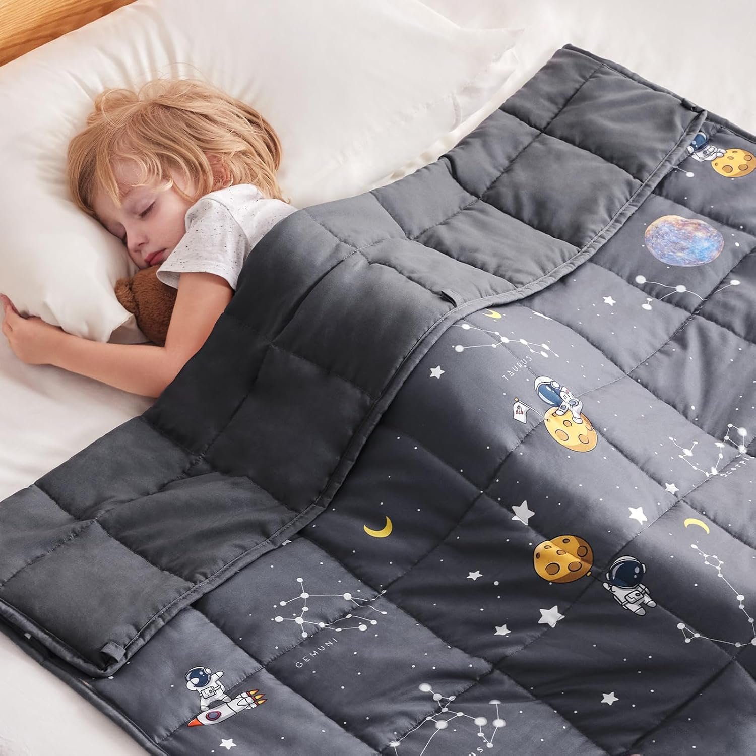 anfie Weighted Blanket Kids (36″x48″ 5lbs), Weighted Blanket Cooling Blanket for Sleeping,Throw Size Breathable Blanket with Premium Glass Bead(Space Grey)