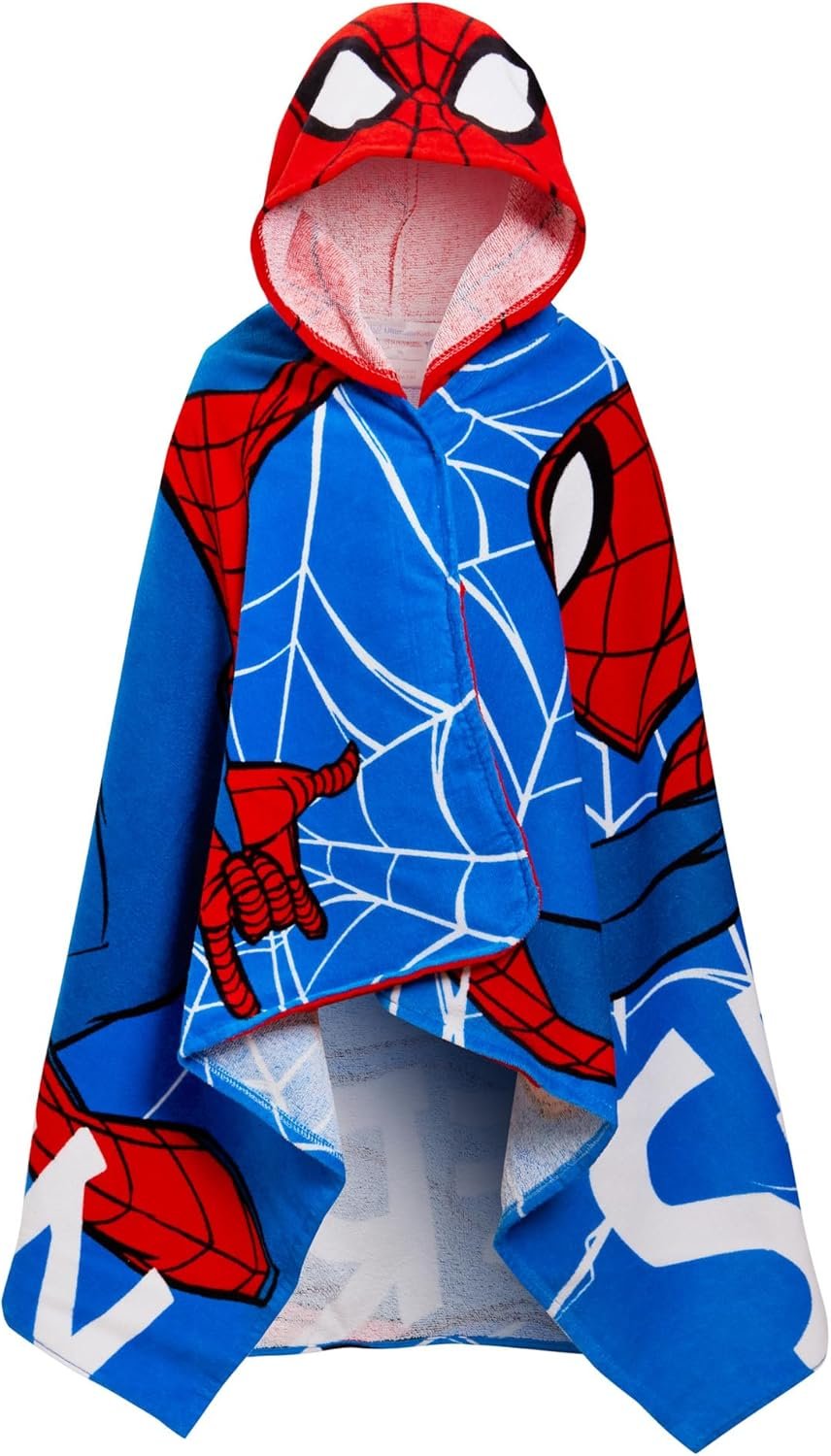 Spiderman Hooded Towel 100% Cotton Dress Up Avengers Poncho Kids Bath Beach Towel Swimming Wrap Boys Changing Robe