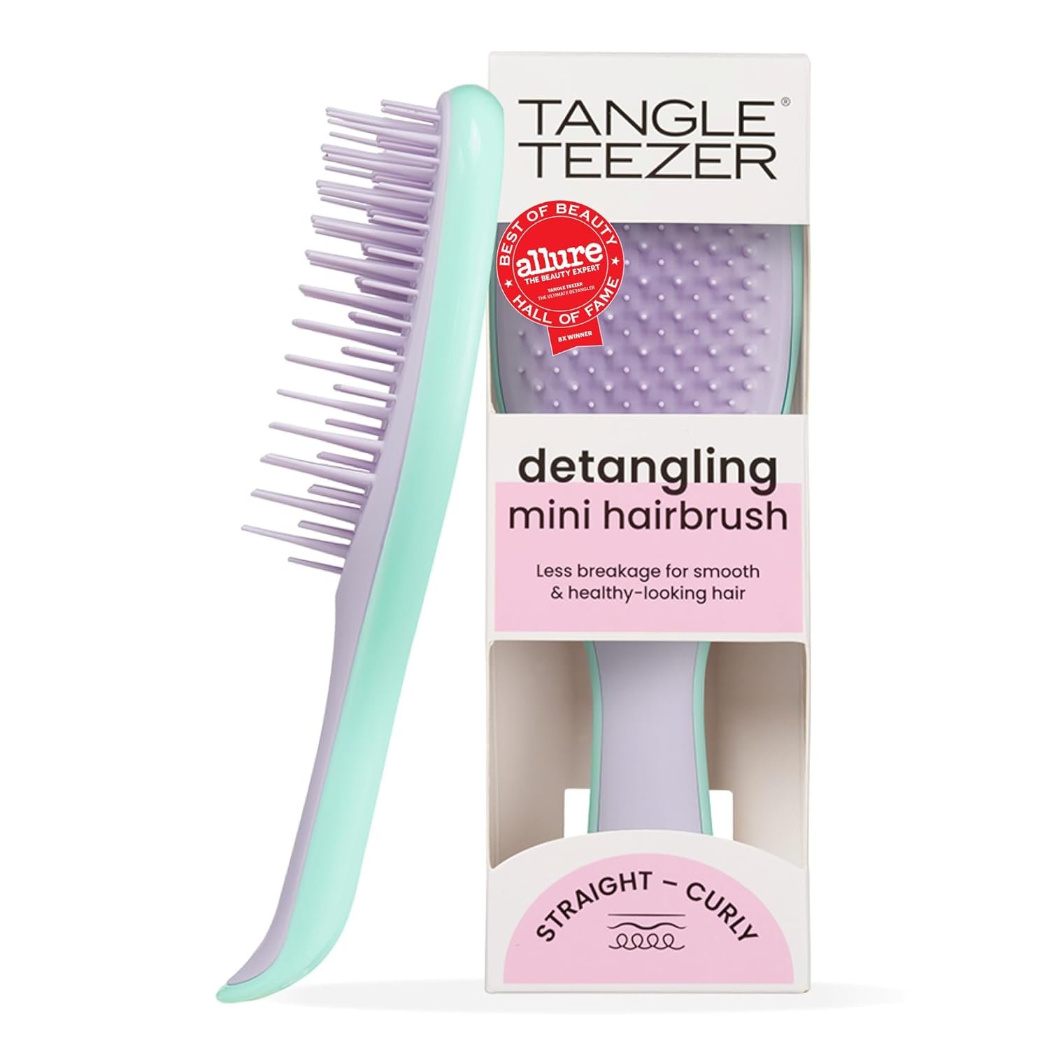 Tangle Teezer Ultimate Detangler Brush, Eliminates Knots & Reduces Breakage, Travel-Size Mini Hair Brush for Straight to Wavy Hair Types, Wisteria Leaf