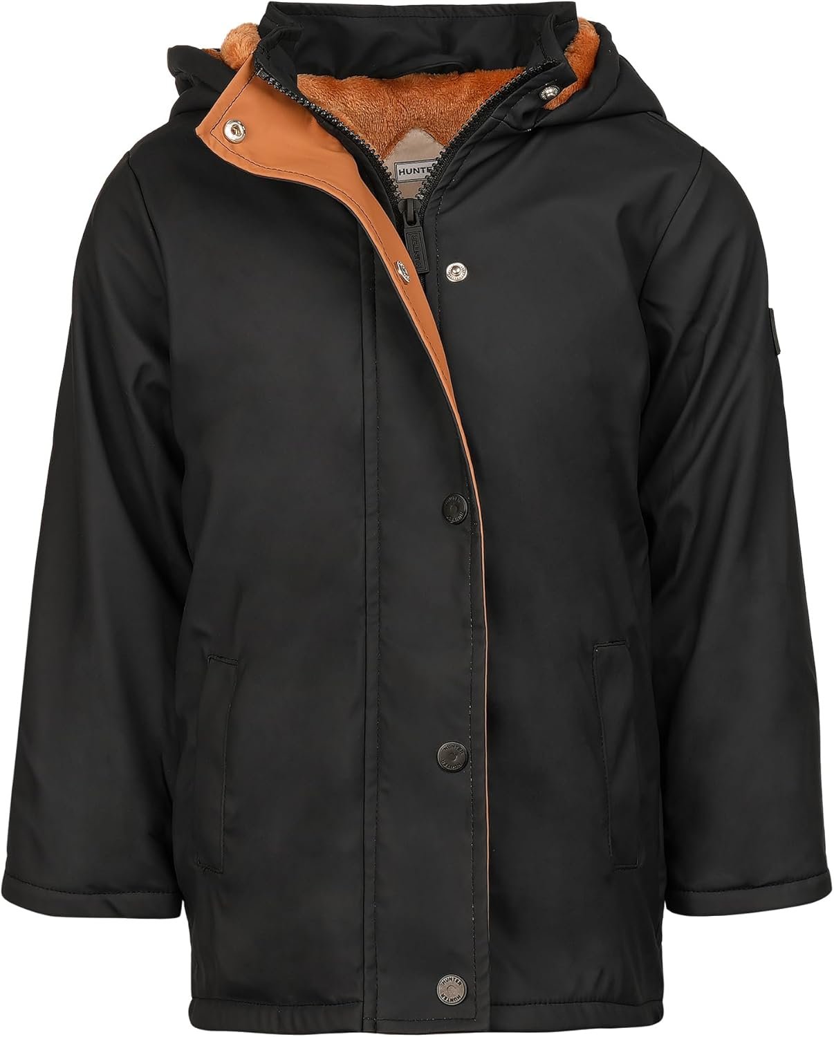 Hunter Boys Plush Lined Rain Jacket – Waterproof Hooded Coat for Kids, Toddlers & Big Boys, Cold Weather Outerwear (2T–12)