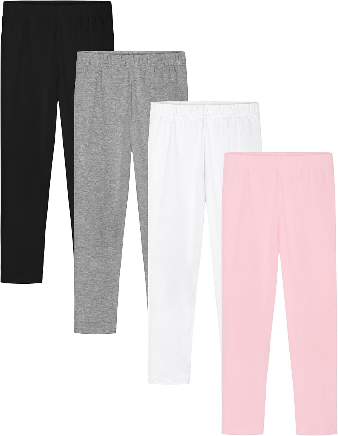 Cooraby 4 Pack Girls Cotton Leggings Ankle Length Leggings Footless Soft Warm Stretchy Tights Pants for Kids