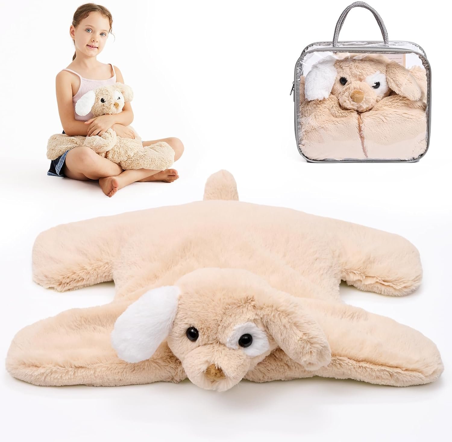 L’AGRATY Weighted Lap Pad for Kids 5 lbs, Sensory Needs Weighted Stuffed Animals Lap Blanket Soft Plush Hugging Sensory for Kids Teen Adults Removable Washable Cover
