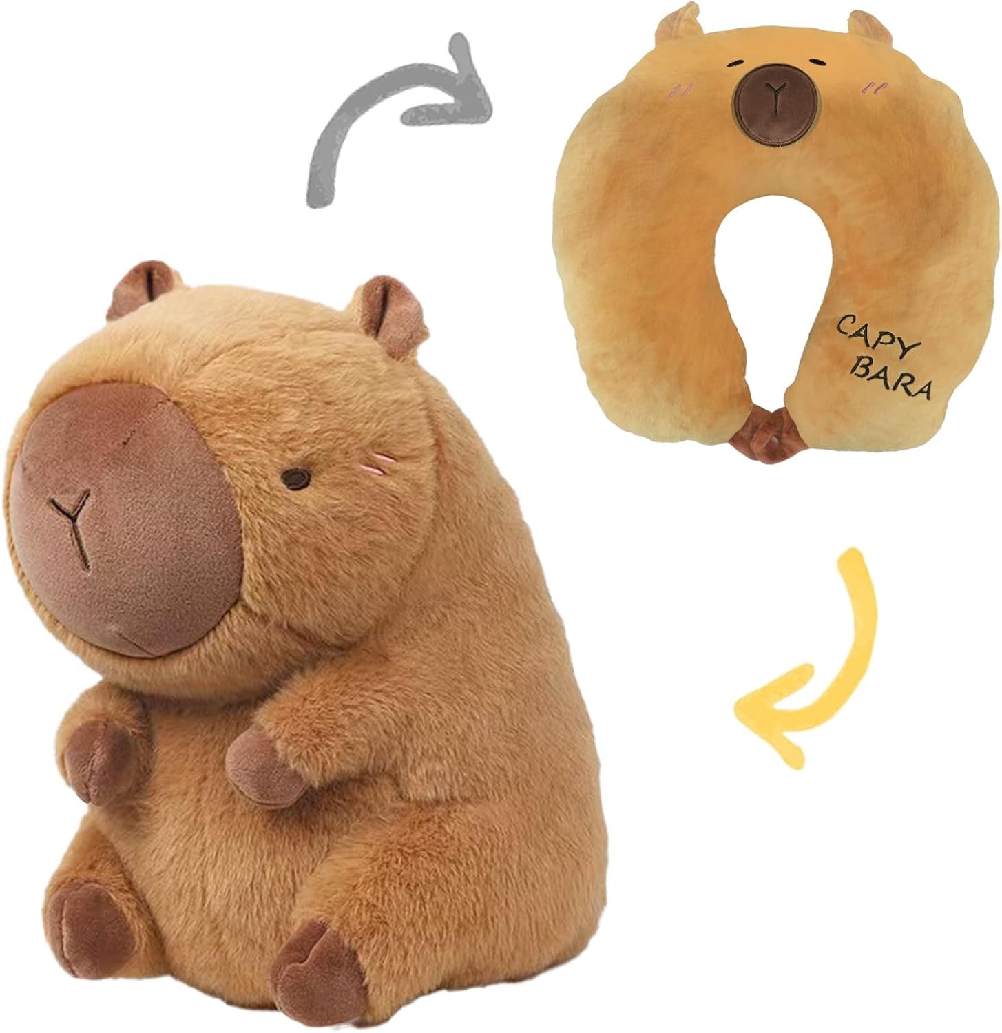 Capybara Travel Pillow for Kids & Adults Car Neck Pillow Memory Cotton U-Shaped Neck Pillow Soft Head Support Travel Accessories for Airplane Car Train Bus Airplane Pillow