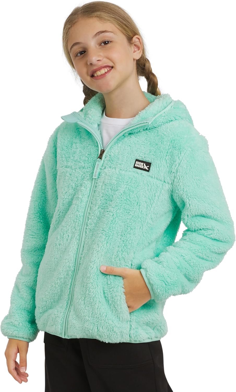 Eddie Bauer Girls’ Quest Plush High Pile Faux Sherpa Hooded Jacket