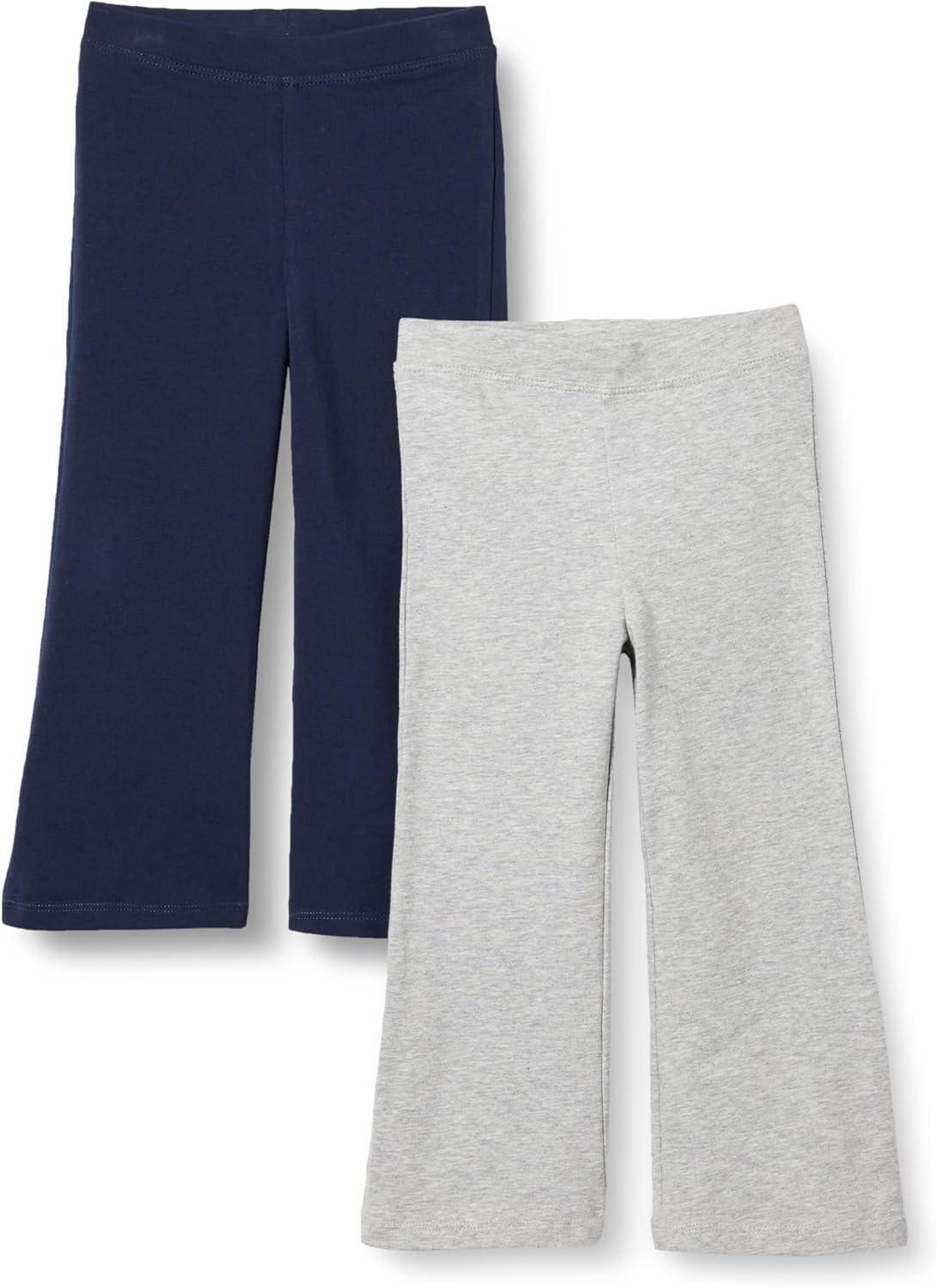 Amazon Essentials Girls and Toddlers’ Slim-Fit Cotton Knit Flare Leggings, Pull On, Pack of 2