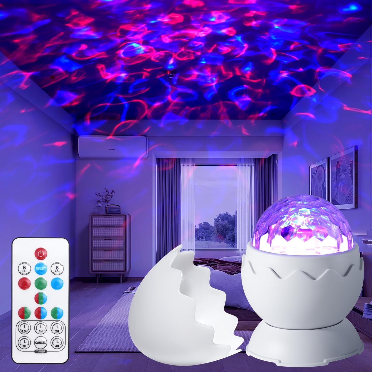 Galaxy Projector, Light Projector, Night Light Projector with Remote Control, Galaxy Light Projector, for Kids Adults, Bedroom, Home Theater, Christmas, Birthdays (White)
