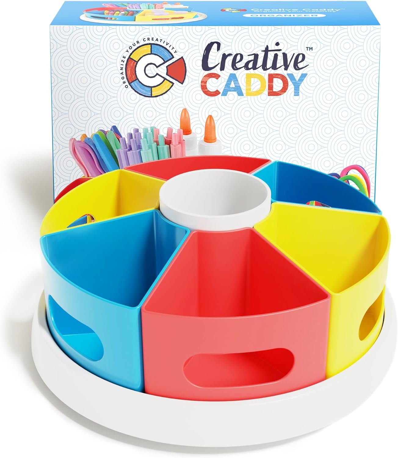 Rotating Art Supply Organizer for Kids, Crayon Caddy for Kids Desk or Pencil and Marker Holder for Teachers, Classroom Arts and Crafts and Homeschool School Supplies Storage