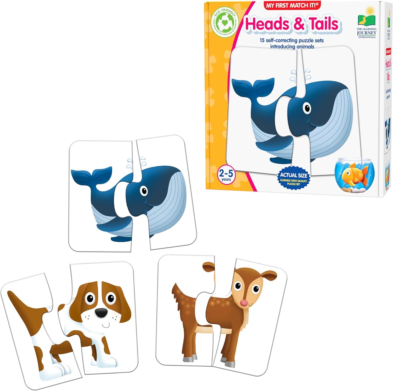 The Learning Journey: My First Match It! – Head and Tails – 15 Self-Correcting Animal Memory Matching Puzzles Games – Educational Activities for Learning – Preschoolers Age 2-5 – Award Winning Toys