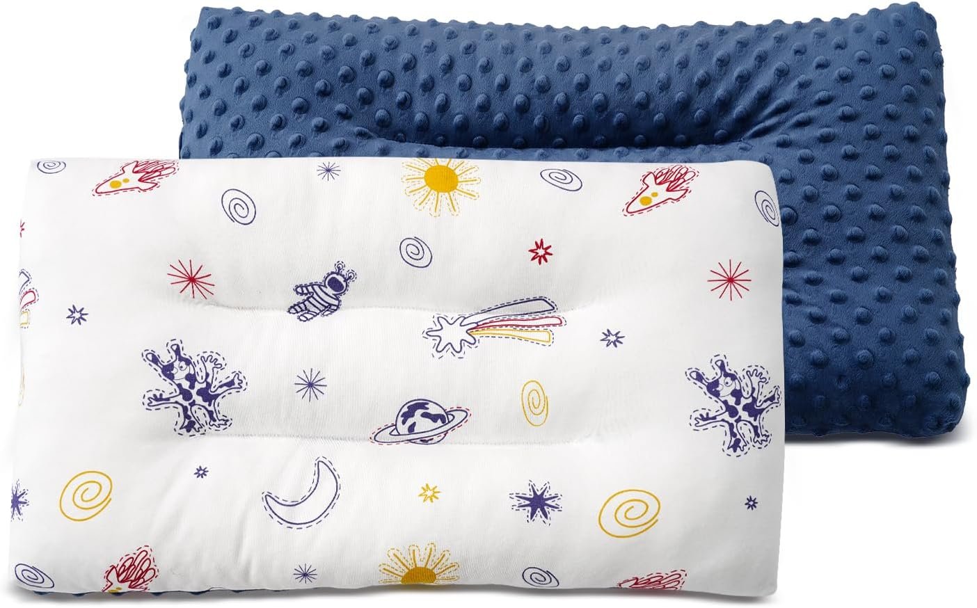 1Pc Toddler Pillow,Breathable and Skin-Friendly,Machine Washable,100% Cotton Cute Kids Pillows for Sleeping,Kids Sleeping Pillow for 2-6 Year Old,19X11inches