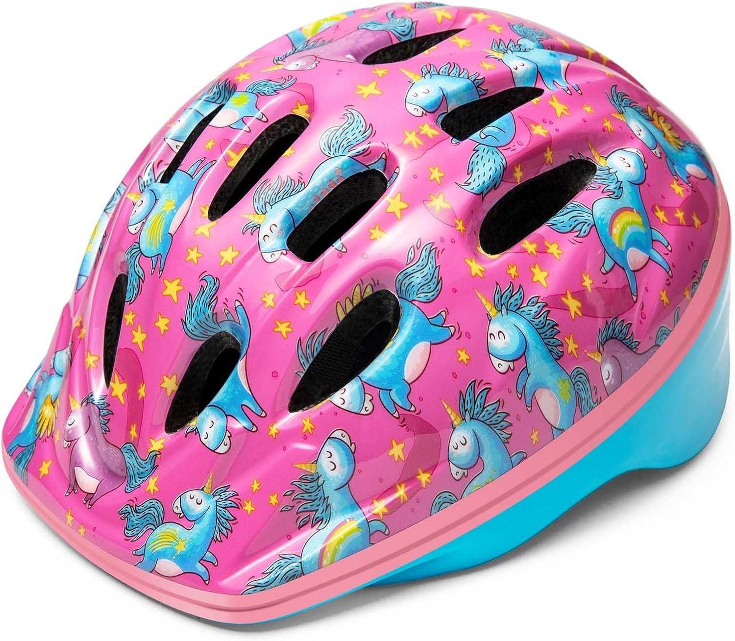 OutdoorMaster Kids Bike Helmet – from Toddler to Youth Sizes – Adjustable Safety Unicorn Helmet for Children (Age 3-15), 14 Vents for Multi-Sport