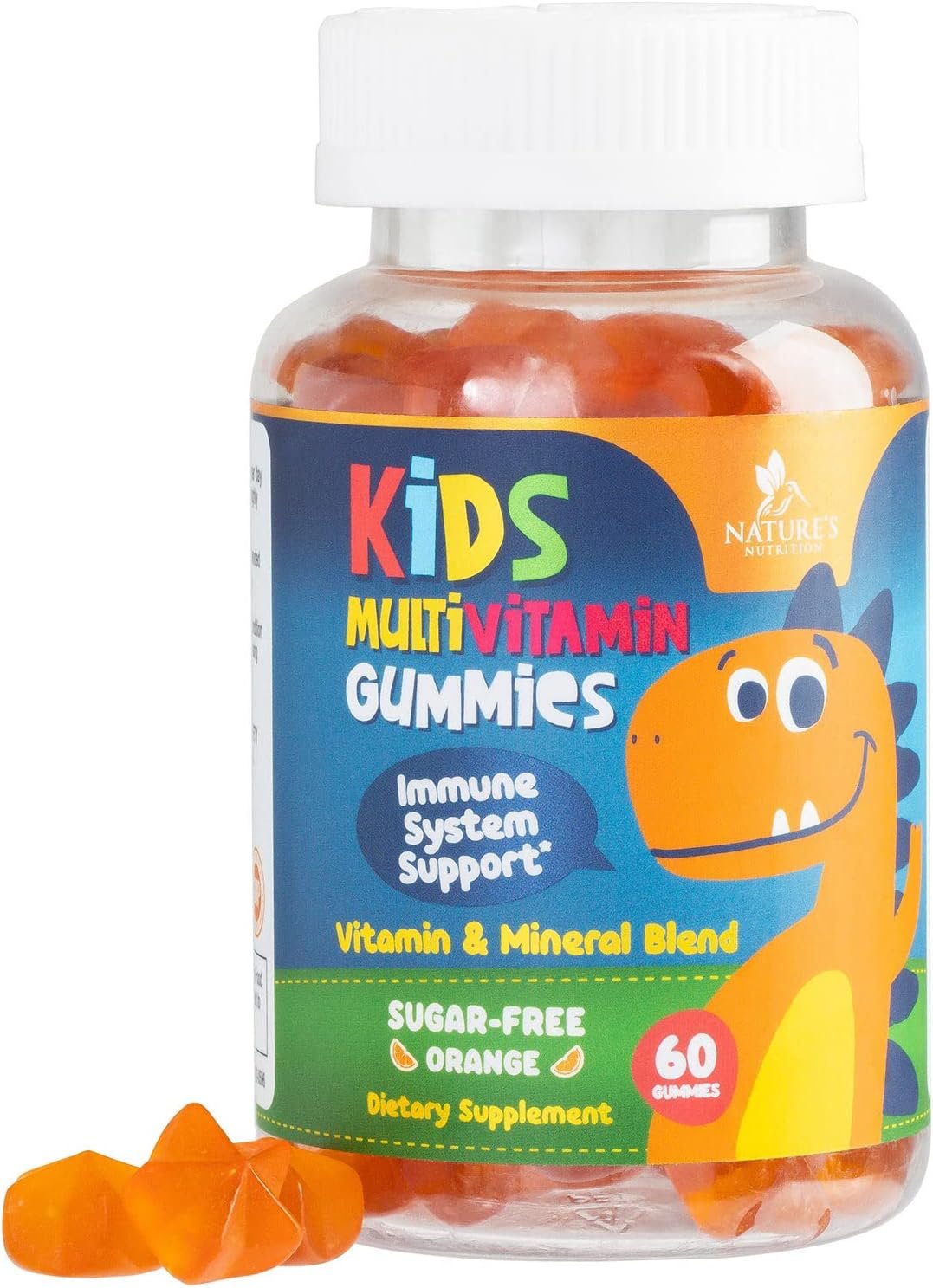 Kids Multivitamin Gummies – Sugar Free – Tasty Orange Flavor Gummy – Daily Immune Support with 100% Vitamin B12 – Essential Vitamins A, C, D3, E, B6, & Zinc Kid’s Multivitamin – Non-GMO – 60 Gummies