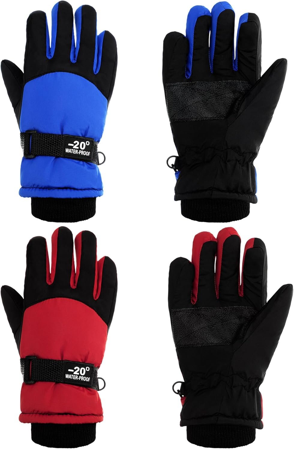 SATINIOR 2 Pairs Kids Waterproof Winter Snow Gloves Ski Gloves for Boy Girl Outdoor Warm Thickening Snowboar