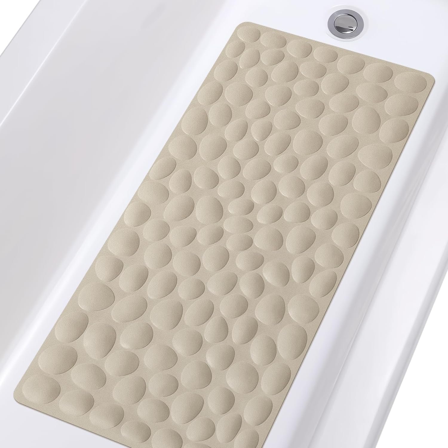 OTHWAY Bathtub Mat Non Slip, Rubber Bath Mat for Kids for Baby, 16×31.5 inch Large Bath Mats for Bathroom Tub with Strong Suction Cups (Brown)