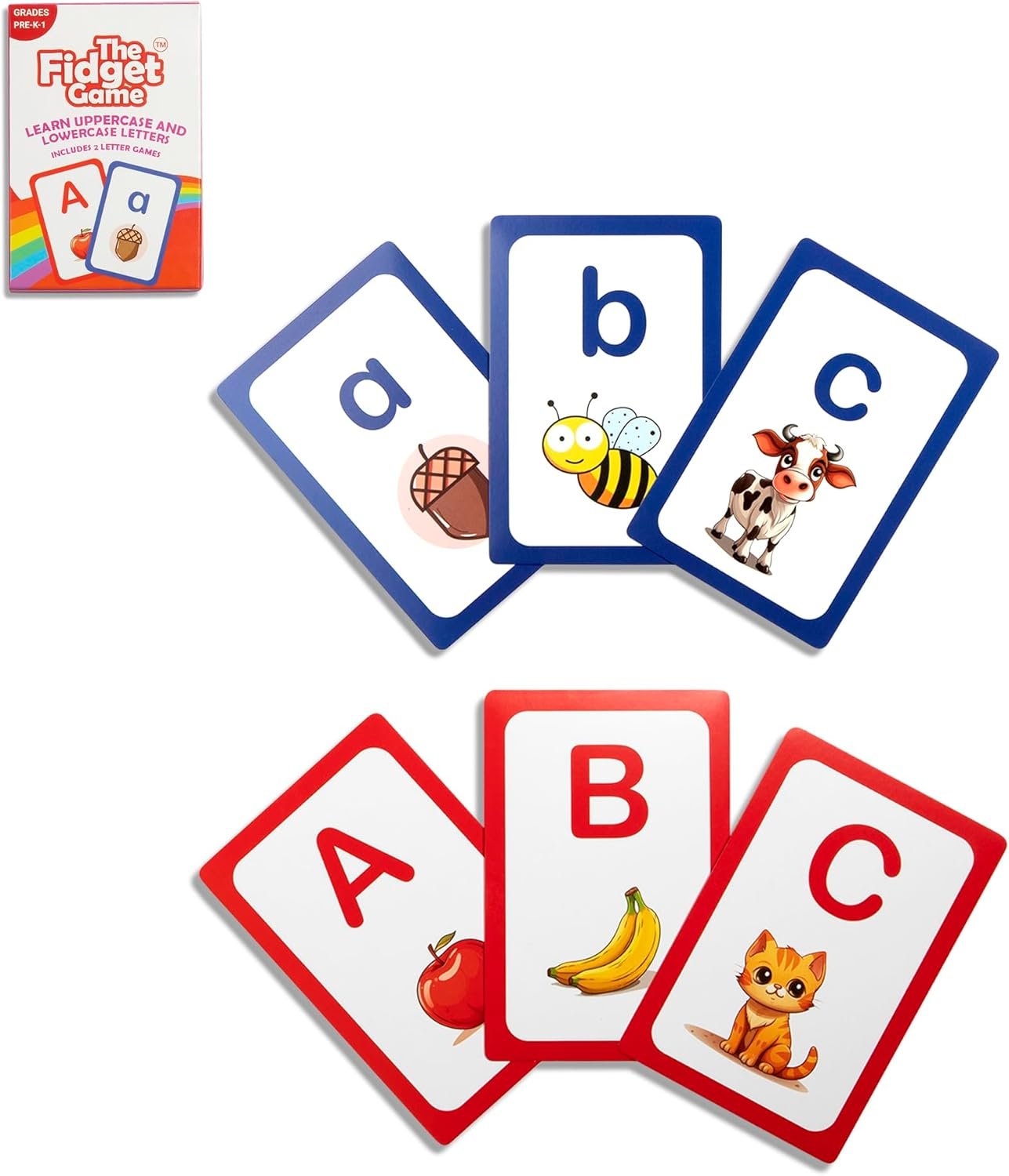 THE FIDGET GAME ABC Flash Card Game, Learn Uppercase & Lowercase Letters – Educational Learning Toy & Interactive Tools for Preschool Toddler Activities – 3+ Years