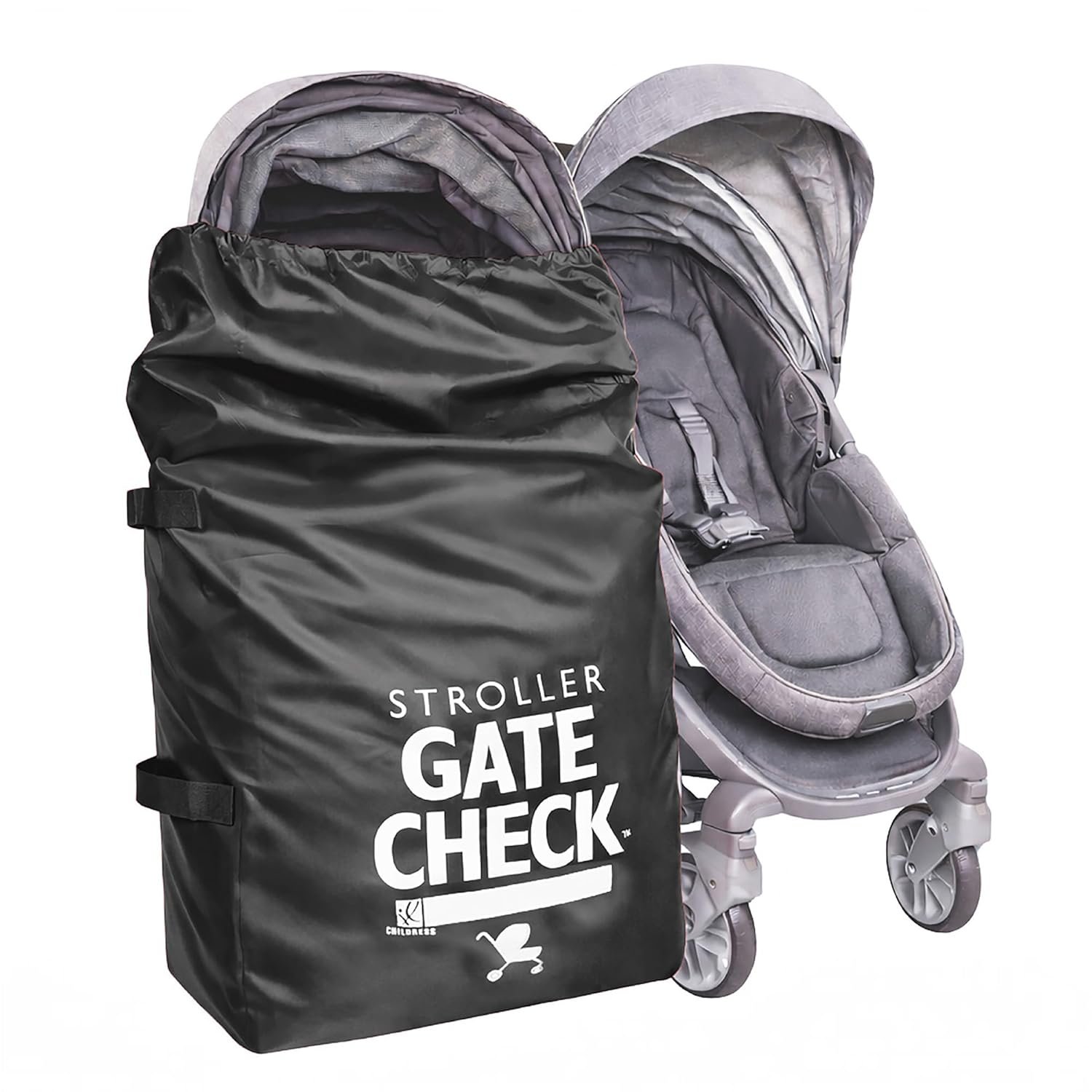 J.L. Childress Gate Check Bag for Single & Some Double Strollers – Travel Bag for Airplane, Fits Most Standard Baby Strollers, Airport Accessories Gate Check, Flying Essentials – Black