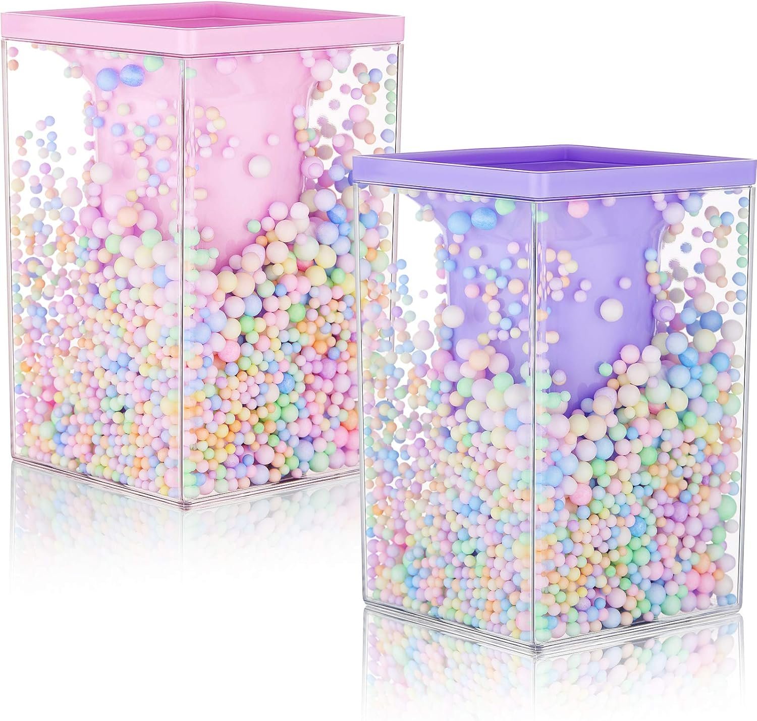Zonon 2 Pieces Bubble Pen Holder for Desk Cute Makeup Brush Organizer & Pencil Holder with a Playful Sphere Design, Kawaii Desktop Accessories for Women, Office & School(Pink and Purple)