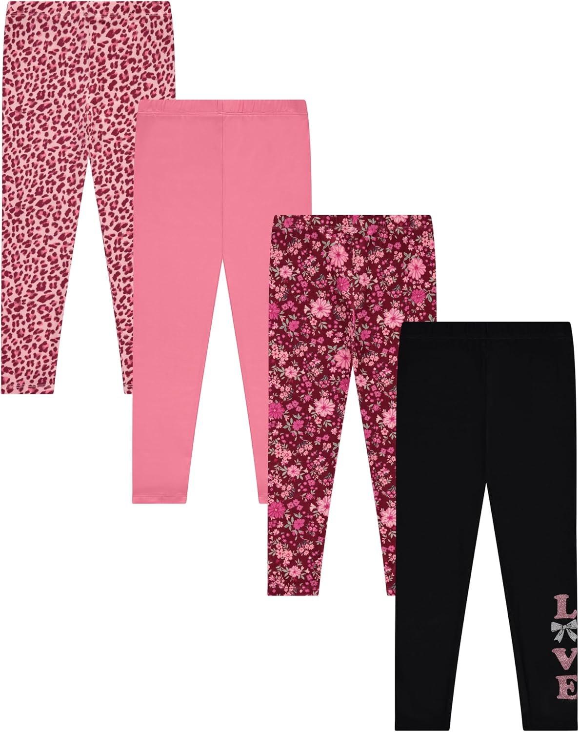 BTween Kids Girls Fall Fashion Stretch Leggings Comfortable Bottoms Set 4 Pack Bundle