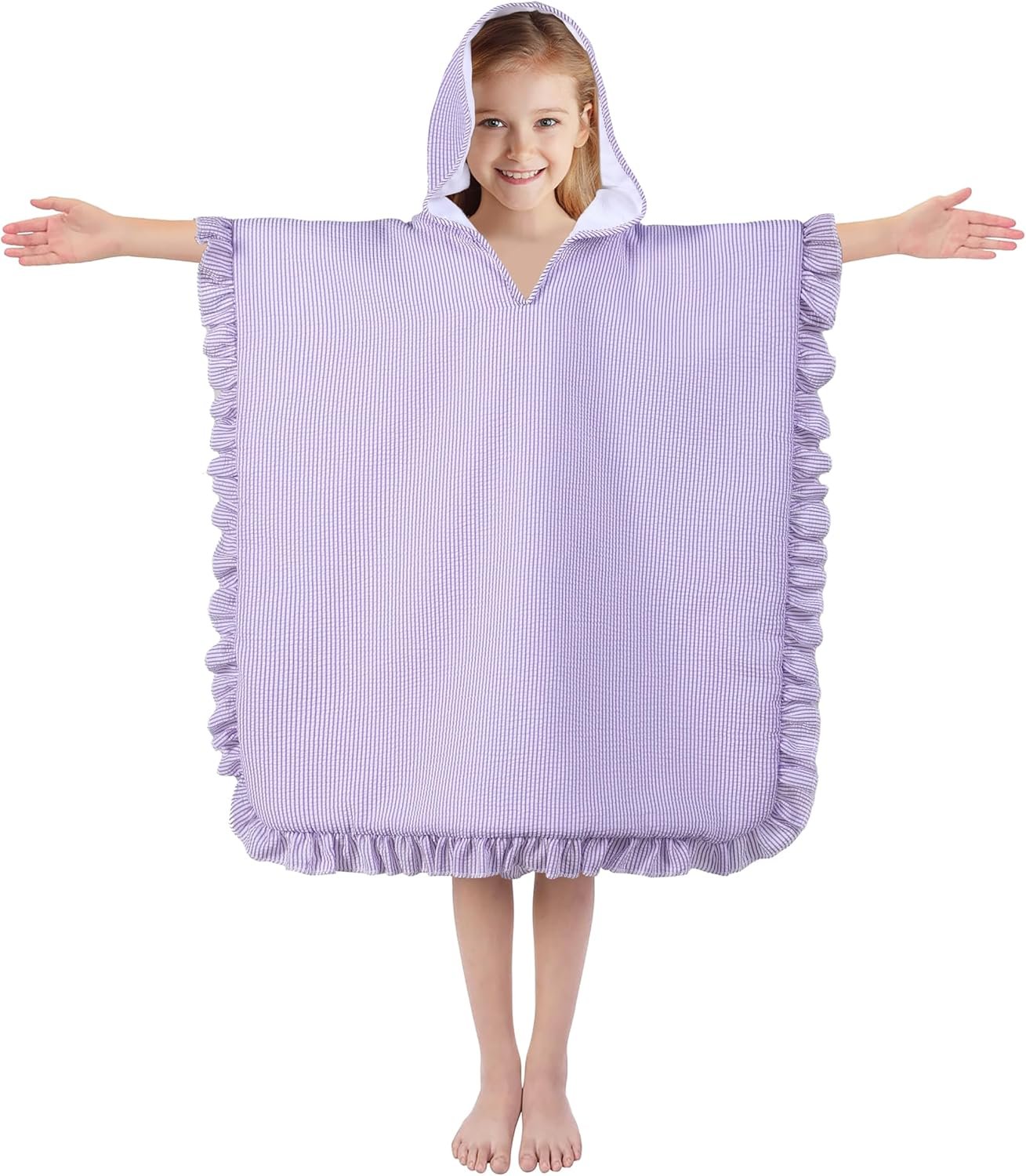 Hooded Towels for Kids, Bath Towel Swim Cover Up for Ages 3-10 Girls Boys Pool Towels Soft Thick 30″x30″ Microfiber Poncho Towel（Purple）
