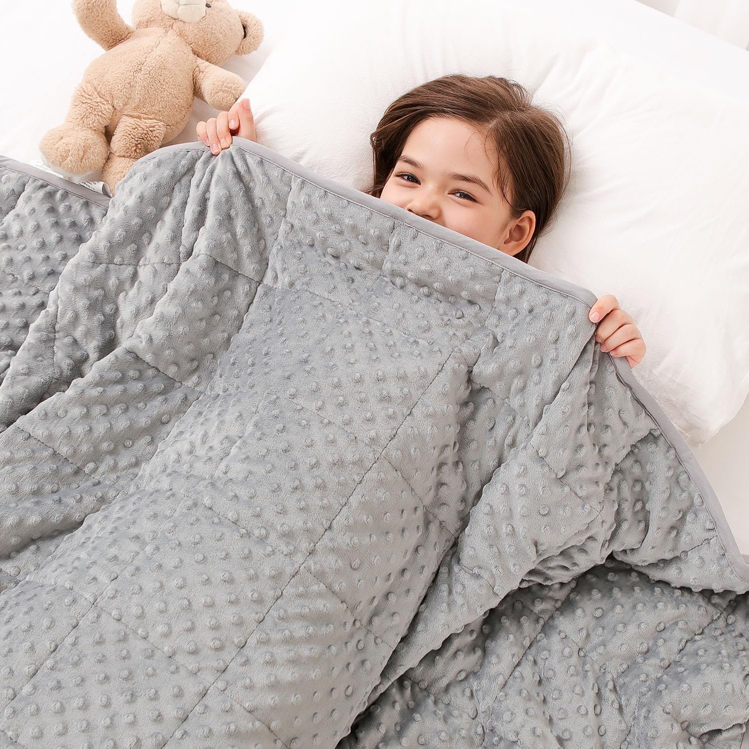Kivik 3 lbs Weighted Blanket, Cooling Soft Minky Dotted Heavy Blankets Throw for Better Relaxing & Sleeping, Machine Washable, 36×48 Inches, Grey
