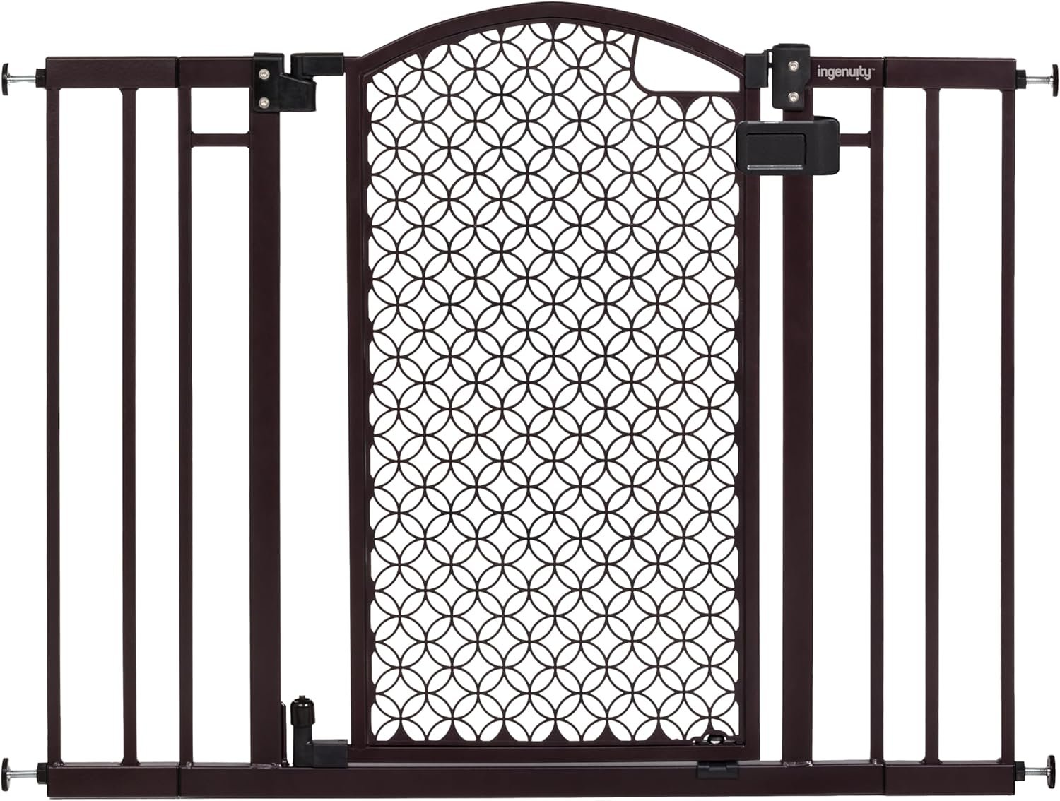 Ingenuity Decorative Panel Tall Baby Gate & Dog Gate, 28″-42″ Wide, 30″ Tall, Hardware or Pressure Mounted, Install on Top or Bottom of Stairs, Banister, or Doorway – Espresso