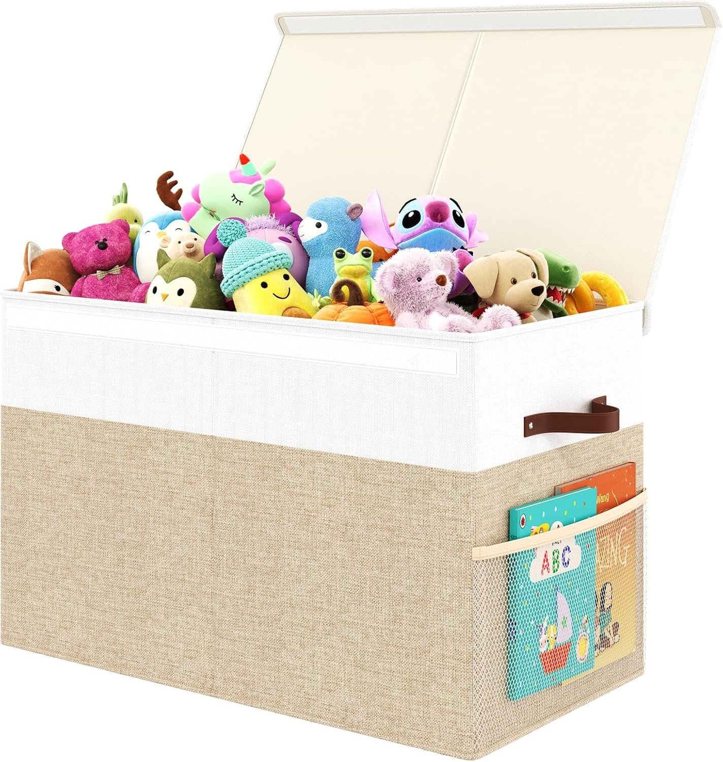 Large Toy Storage Box with Lid Upgraded Toy Storage Chest Organizer with Divider Foldable Toy Bin for Kids Boys Girls Playroom Nursery Bedroom (25″x13″x16″)
