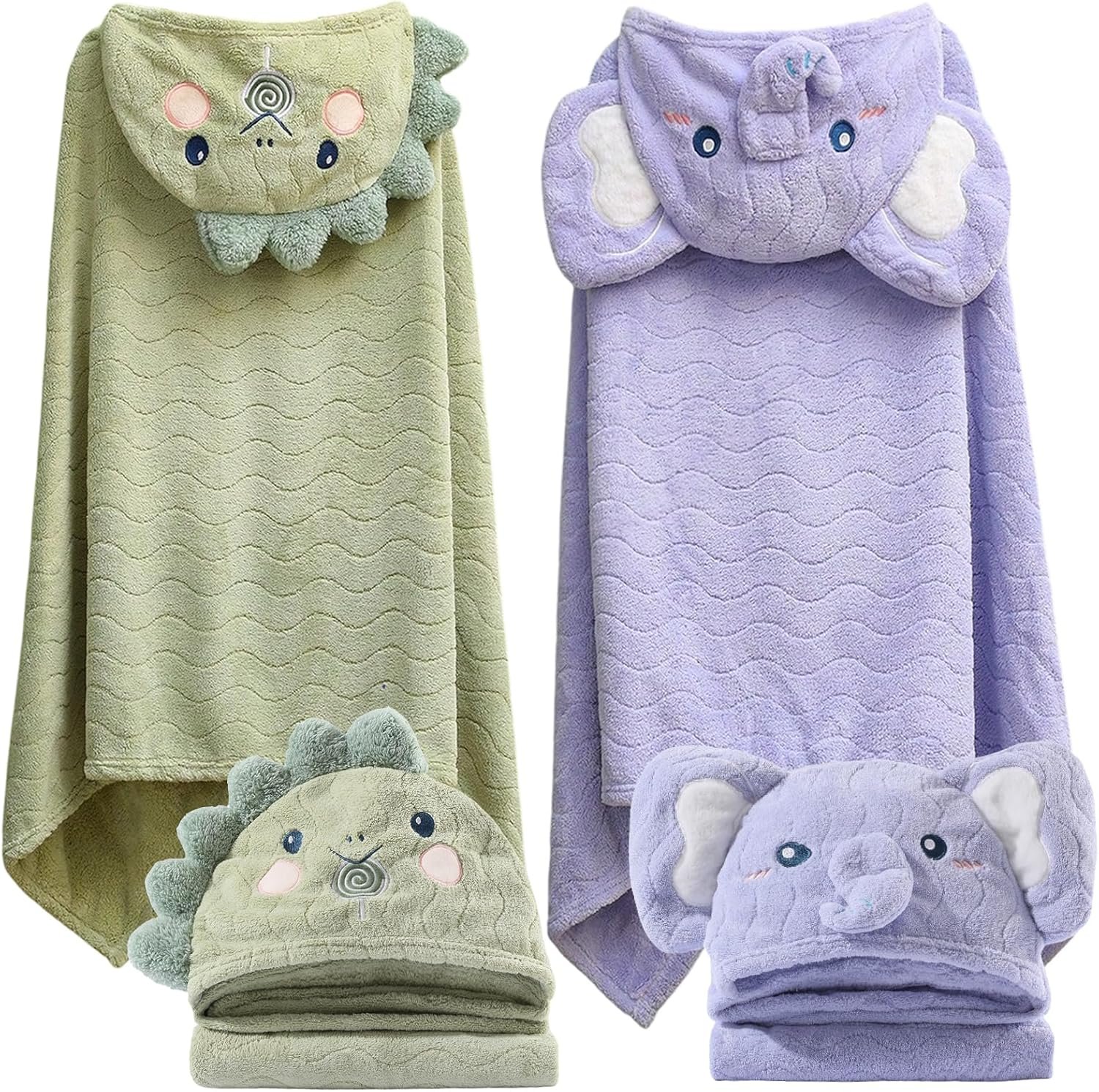 Toddler Hooded Bath Towel 27.5″X55″ Unisex Baby Bath Towels Ultra Absorbent Soft Boys Girls Bath Towel 2-Pack Bathrobe Kids Shower Towel Set Gift for Babies, Infant, Newborn Essential