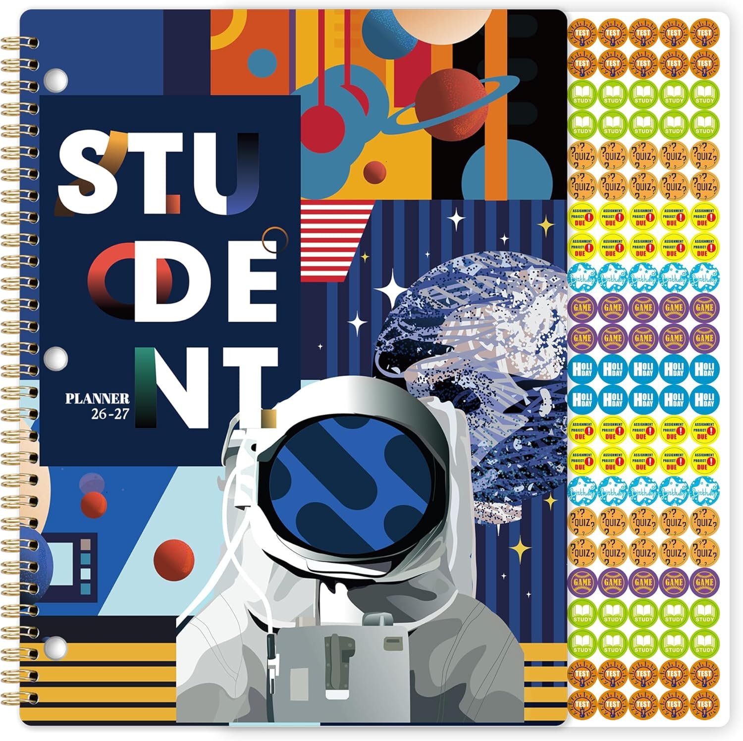 Student Planner 2026-2027 – July 2026 – June 2027, 9” x 11”, 2026-2027 Academic Year Planner for Middle or High School, Planning Stickers