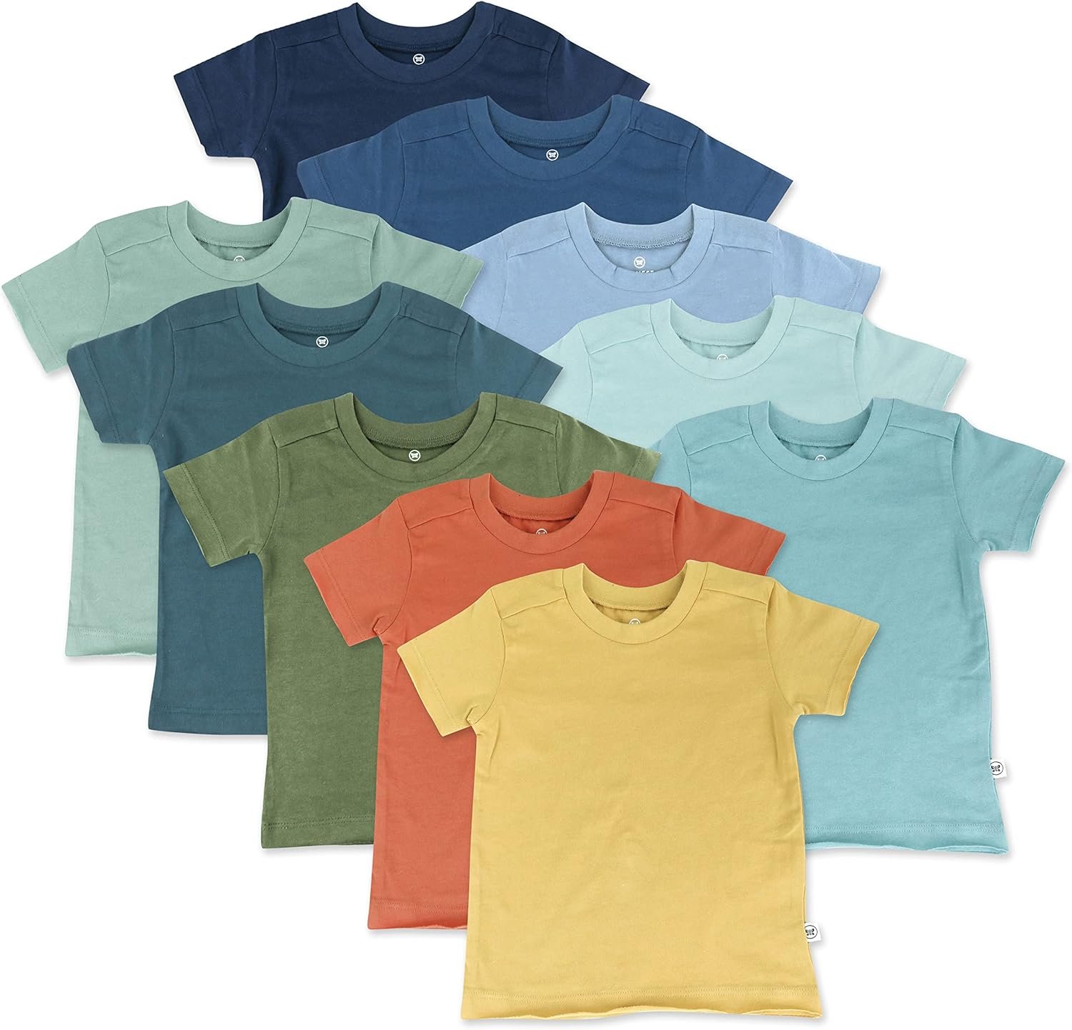 HonestBaby Unisex-Baby 5-Pack Short Sleeve T-Shirts 100% Organic Cotton Baby, Toddler, Little Kid, Boy, Girl, Unisex