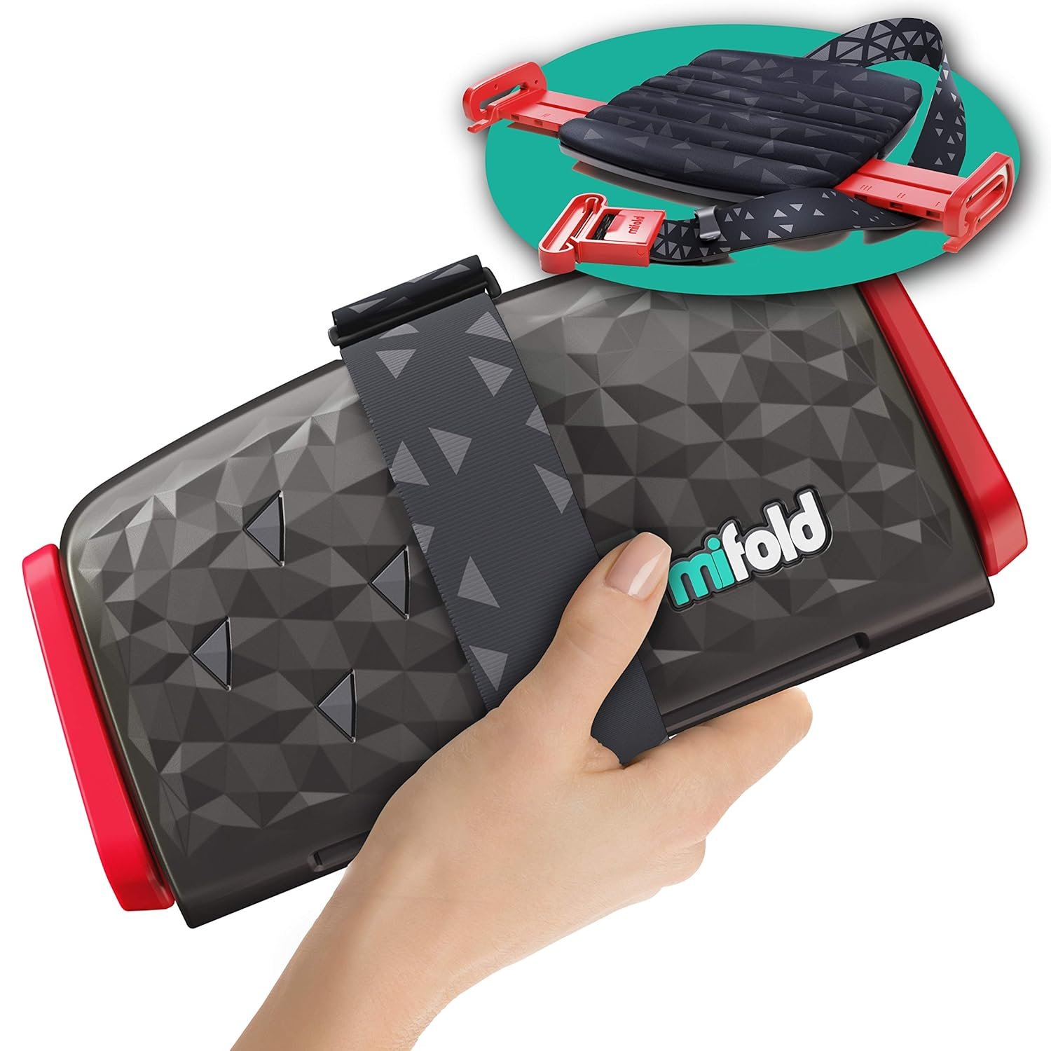 New Mifold Comfort Grab-and-go Car Backless Booster Seat-Compact and Portable for Every Day, Carpooling, Travel, Charcoal Grey