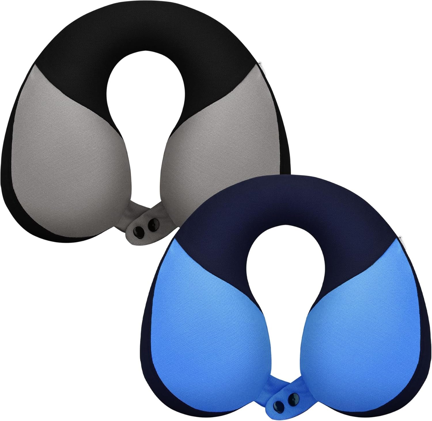 COOLBEBE Kids Travel Neck Pillow, 2PCS Softly Headrest Travel Pillow for Car & Airplane, Traveling Gifts for Toddler & Children (Black & Blue)