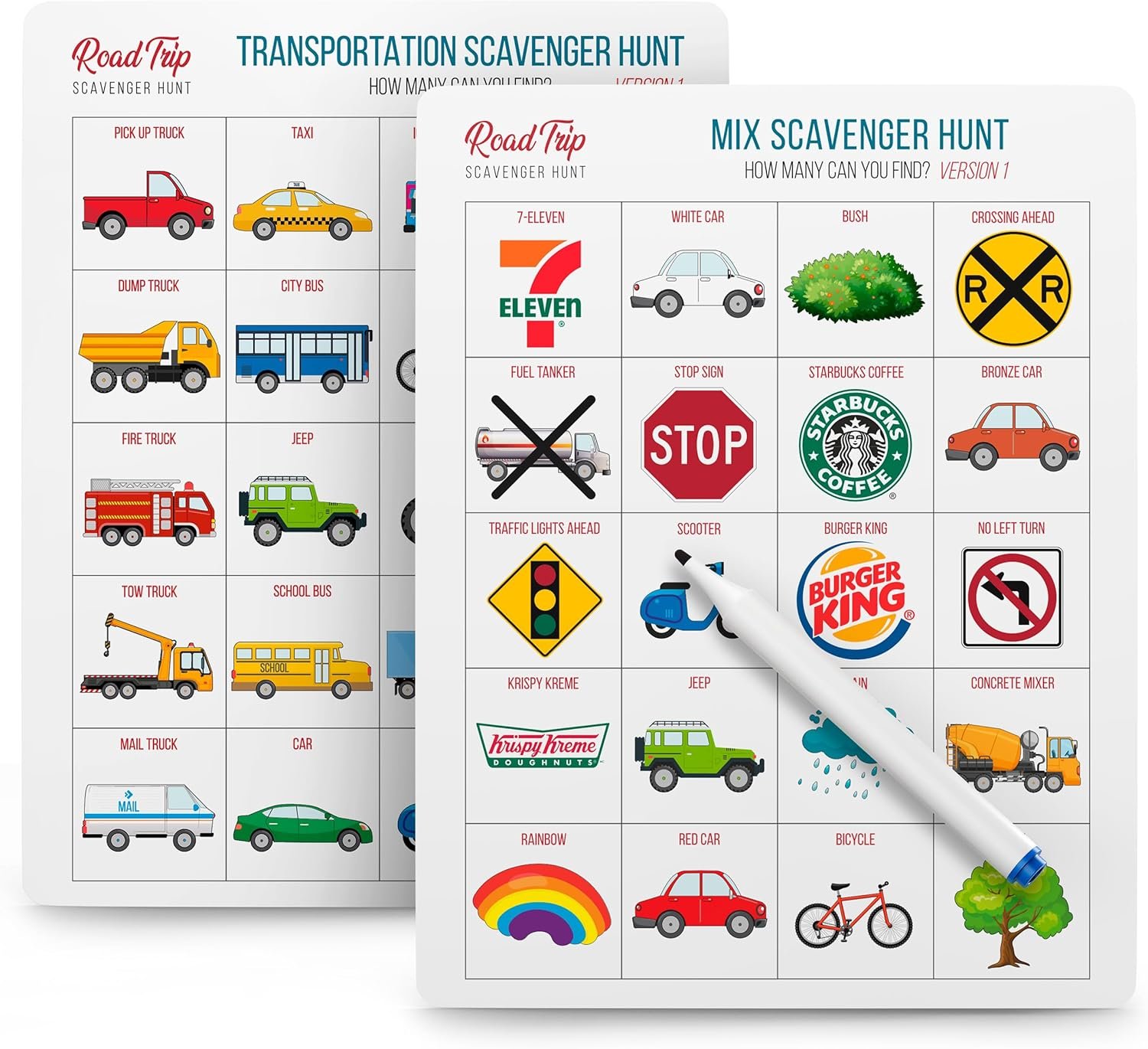 WELL BALANCED Car Bingo – Road Trip Essentials: Car Activities and Games for Kids Ages 4-8